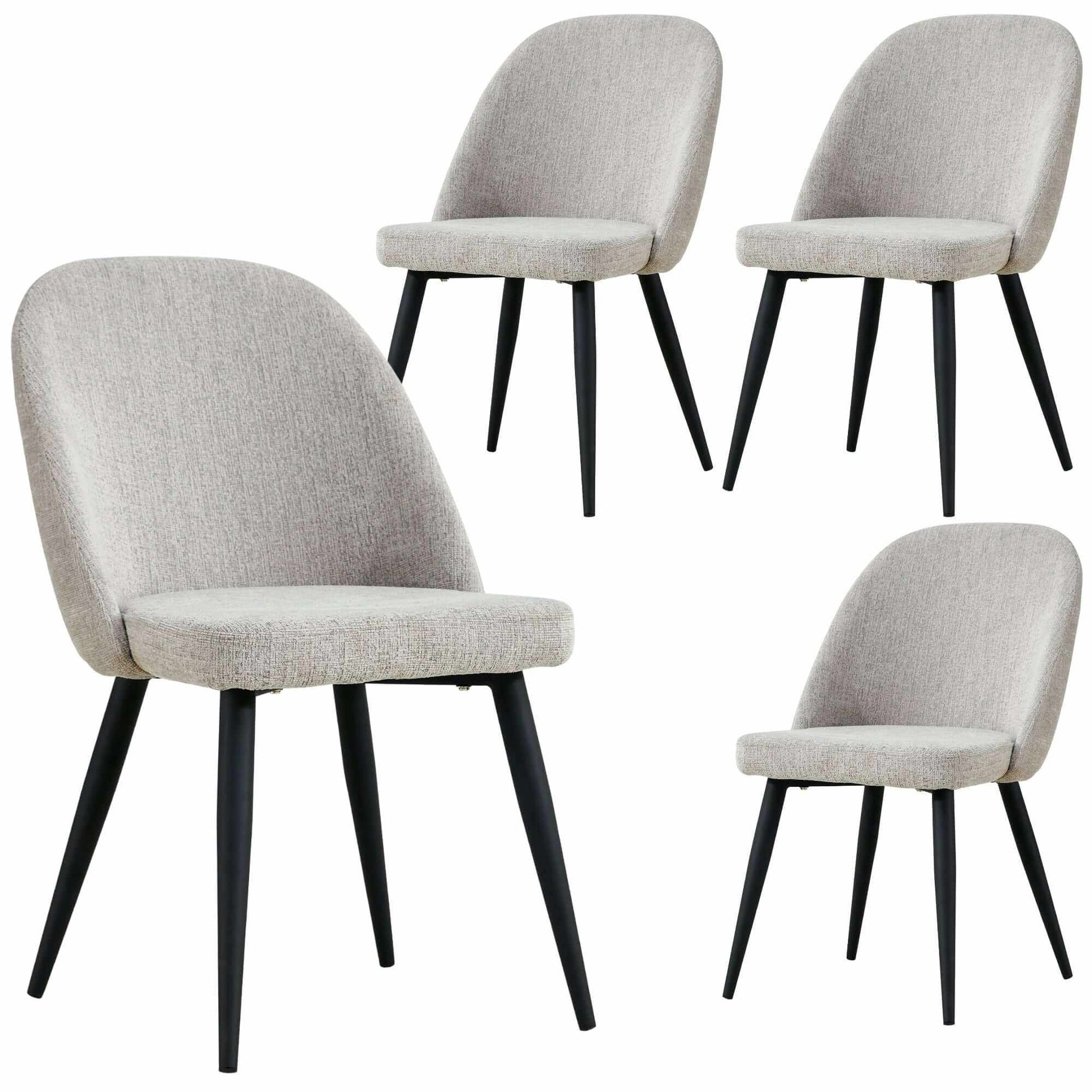 Erin Dining Chairs Set of 4 Fabric Seat with Metal Frame - Quartz
