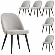 Erin Dining Chairs Set of 6 Fabric Seat with Metal Frame - Quartz