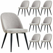 Erin Set of 8 Dining Chairs Fabric Seat with Metal Frame - Quartz