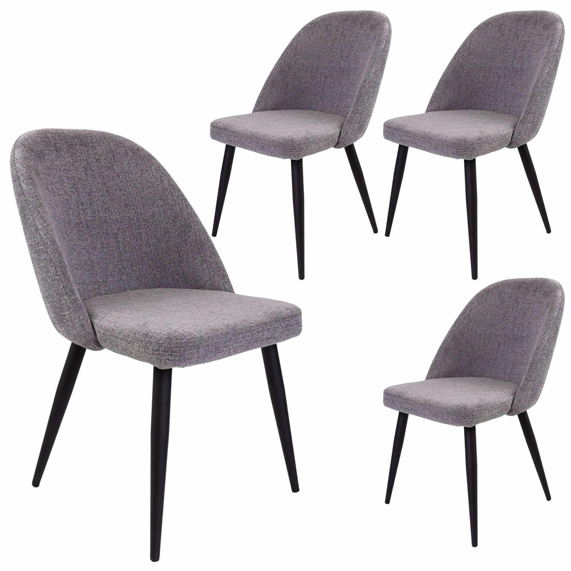 Erin Metal Frame Fabric Seat Dining Chairs Set of 4 - Fog