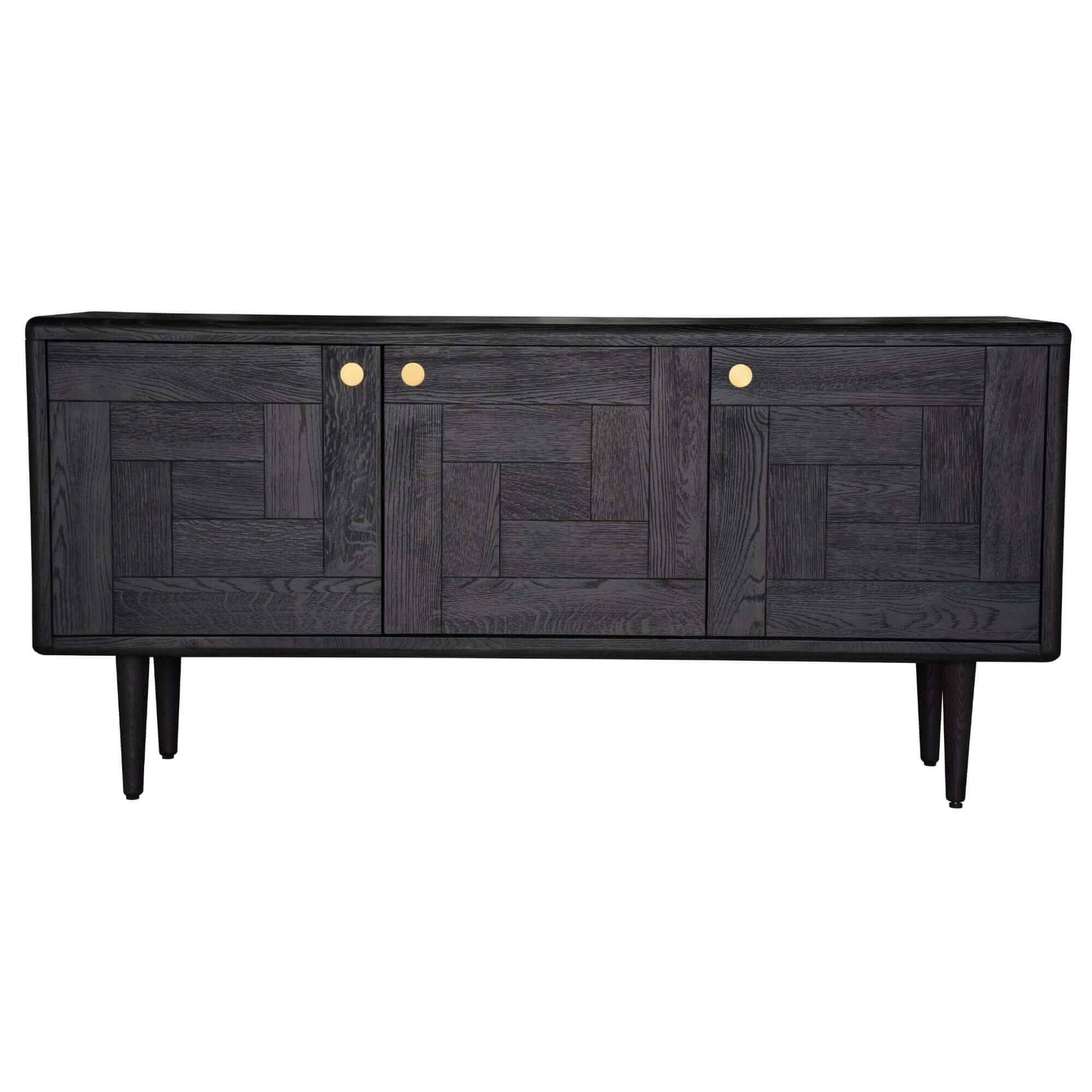 Claire Solid Oak Sideboard 160cm 3 Door - Black