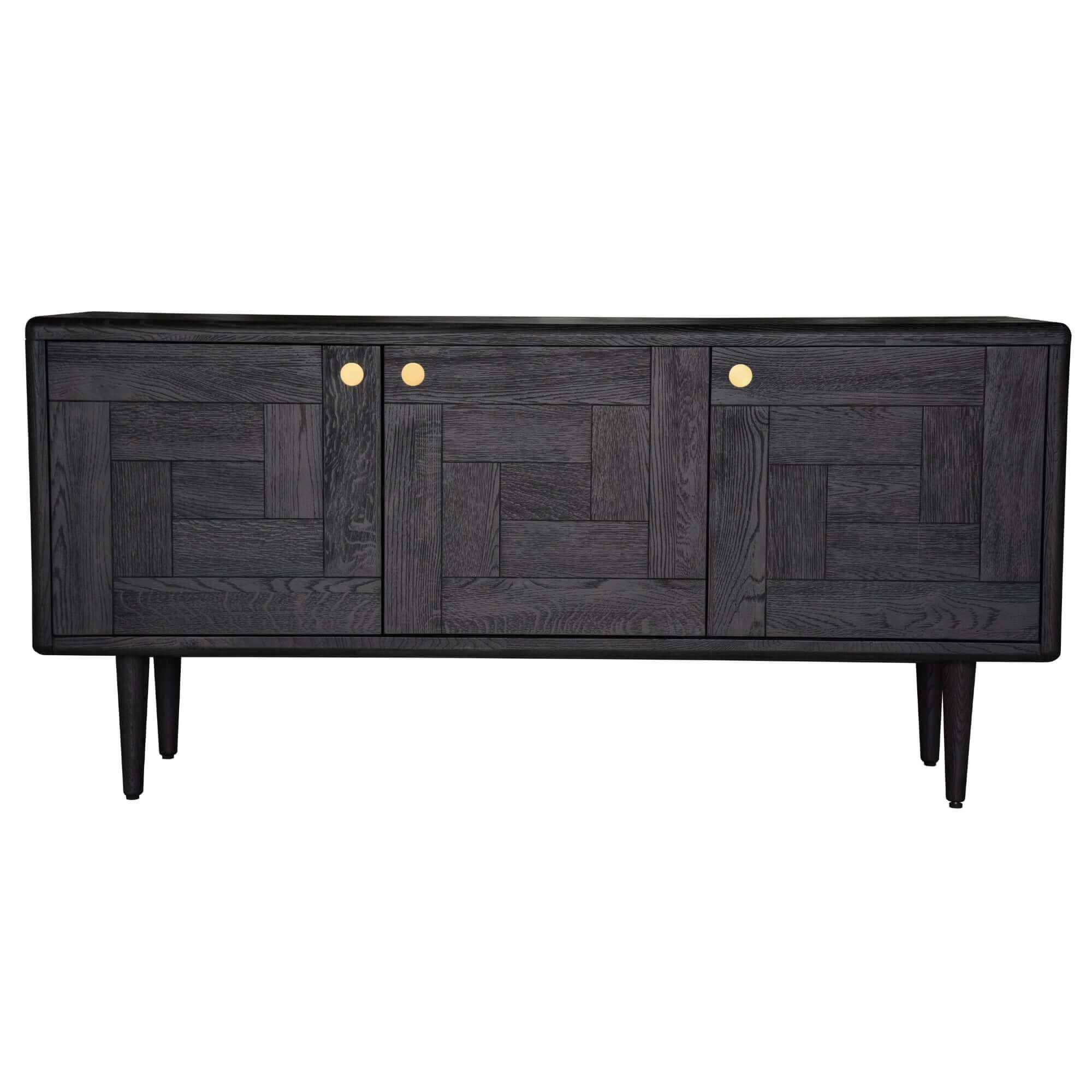 Claire Solid Oak Sideboard 160cm 3 Door - Black