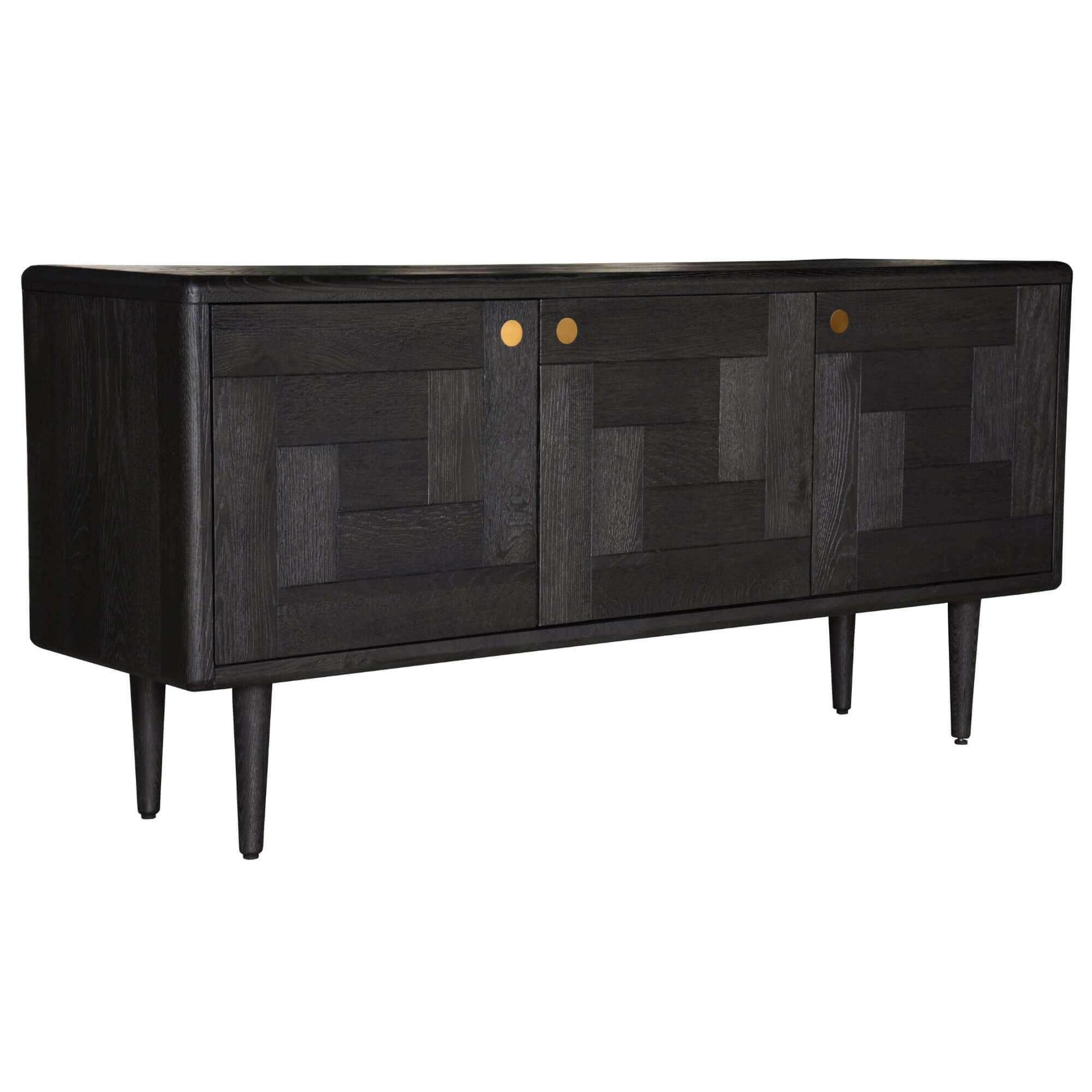 Claire Solid Oak Sideboard 160cm 3 Door - Black