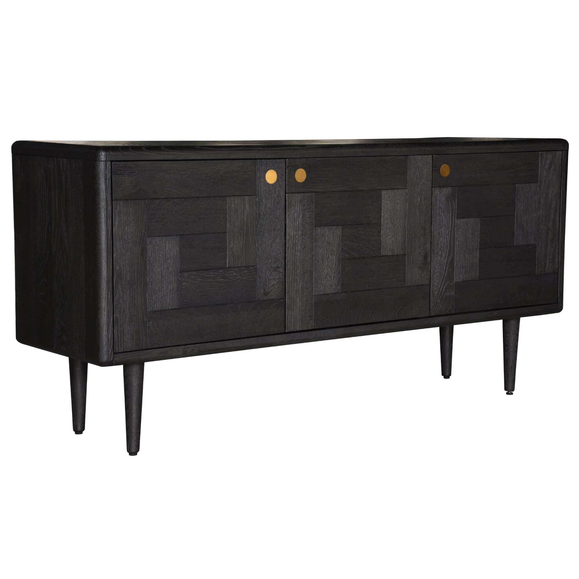 Claire Solid Oak Sideboard 160cm 3 Door - Black