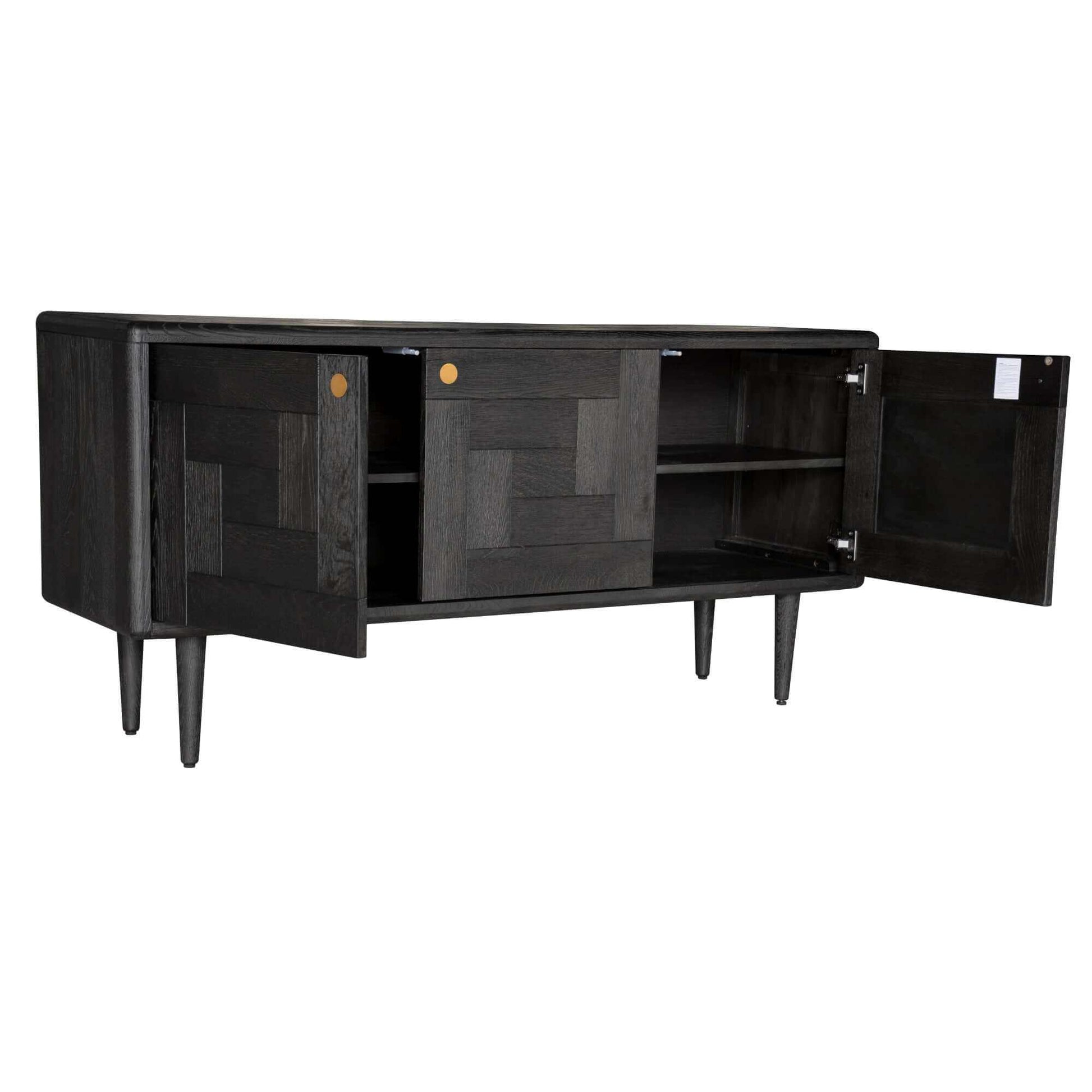 Claire Solid Oak Sideboard 160cm 3 Door - Black