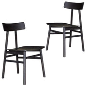 Claire Solid Oak Wood Black Dining Chairs Set of 2