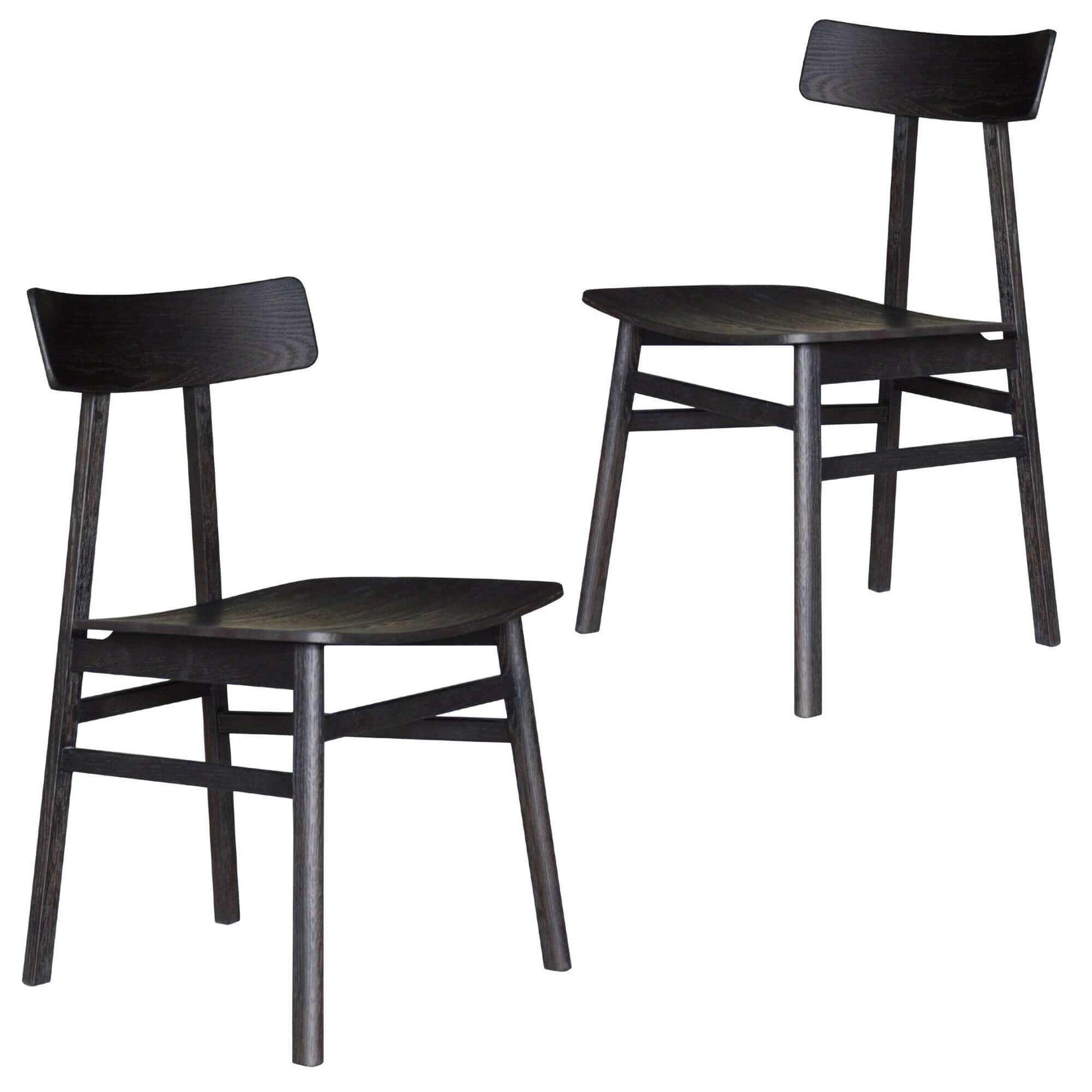 Claire Solid Oak Wood Black Dining Chairs Set of 2