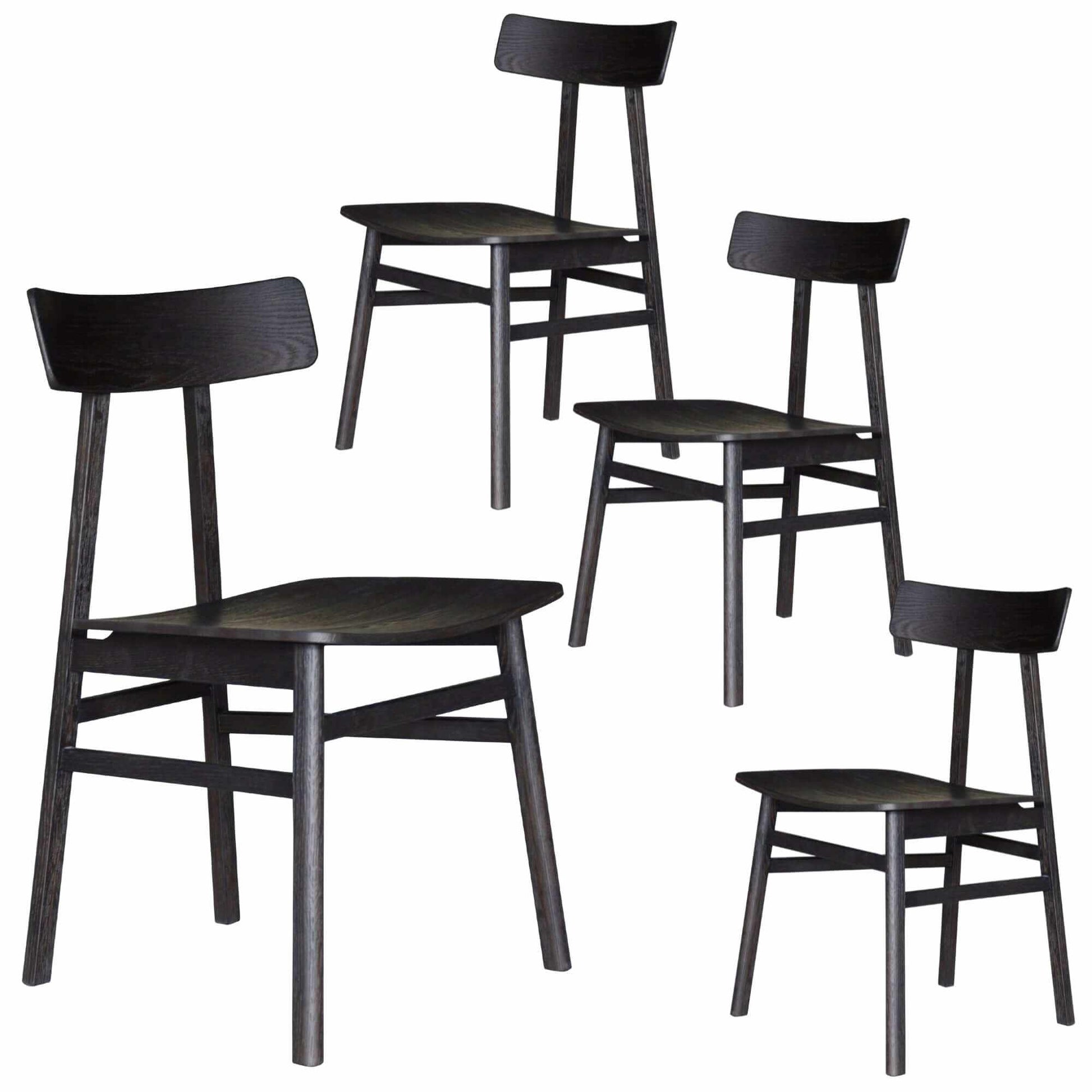 Claire Solid Oak Black Wooden Dining Chairs Set of 4