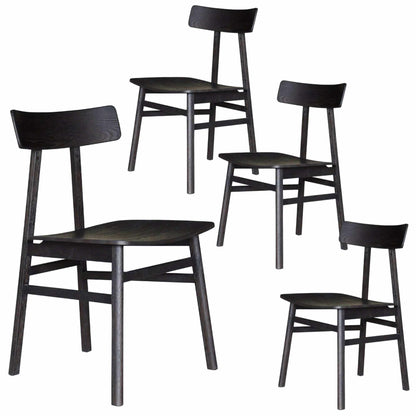 Claire Dining Chair Set of 4 Solid Oak Wood Timber Seat - Black