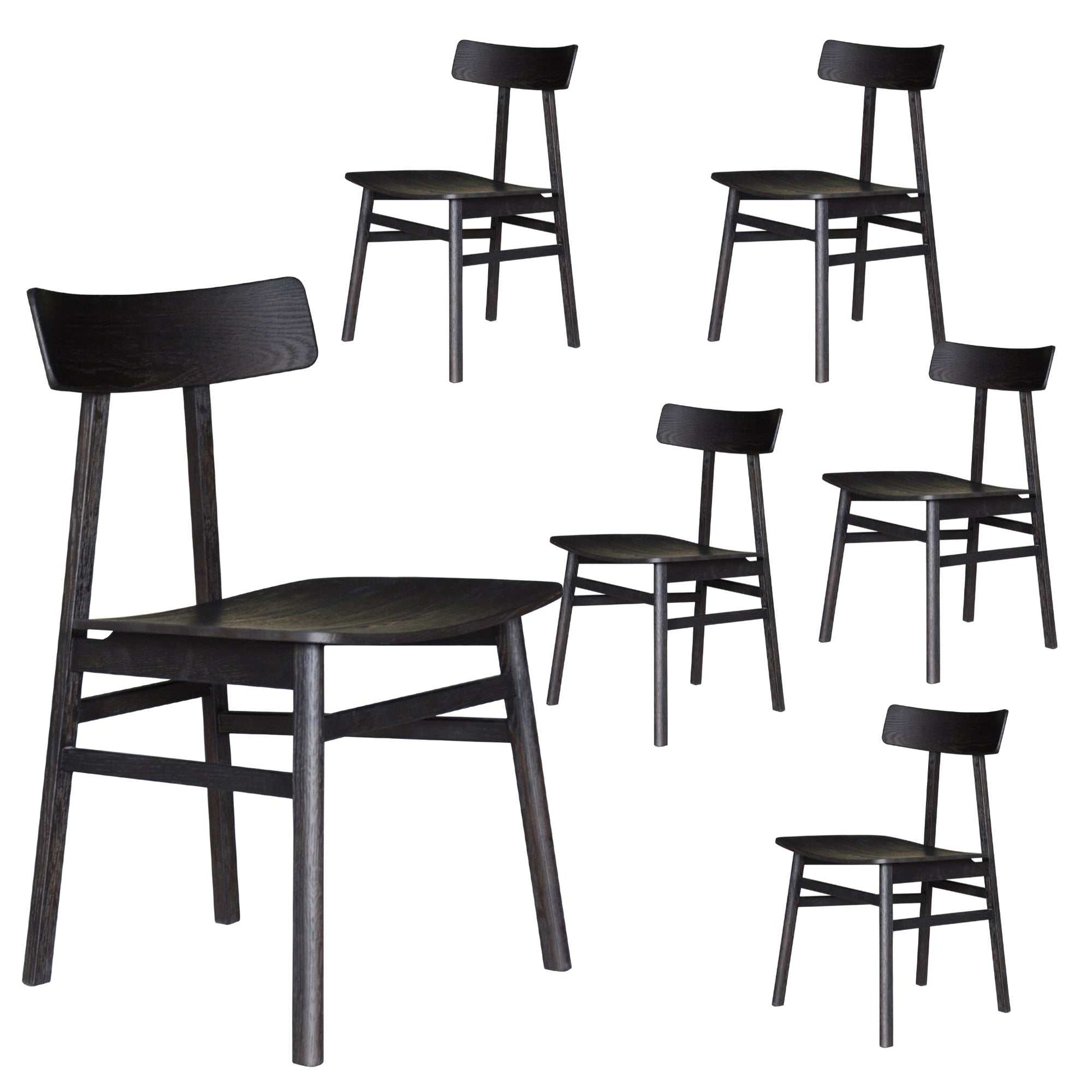 Claire Solid Oak Wood Dining Chair Set of 6 Timber Seat Furniture Blac