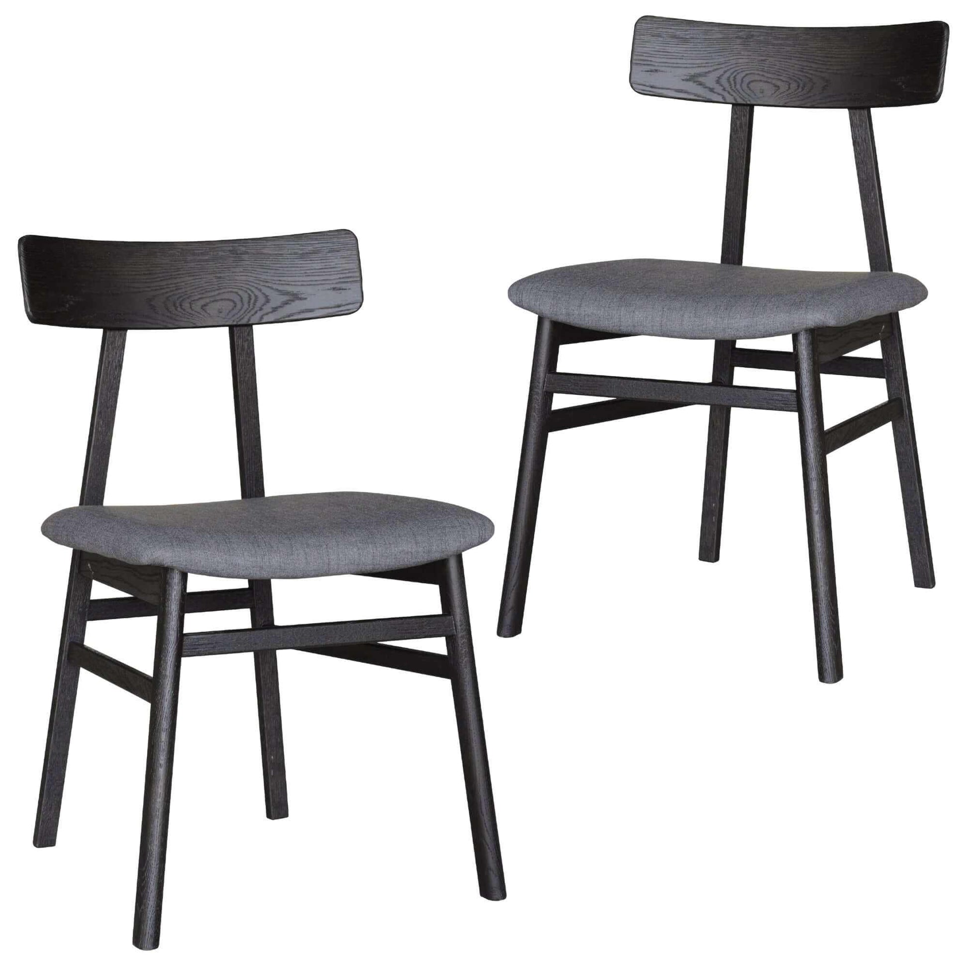 Claire Dining Room Chairs Set of 2 Solid Oak Wood - Black
