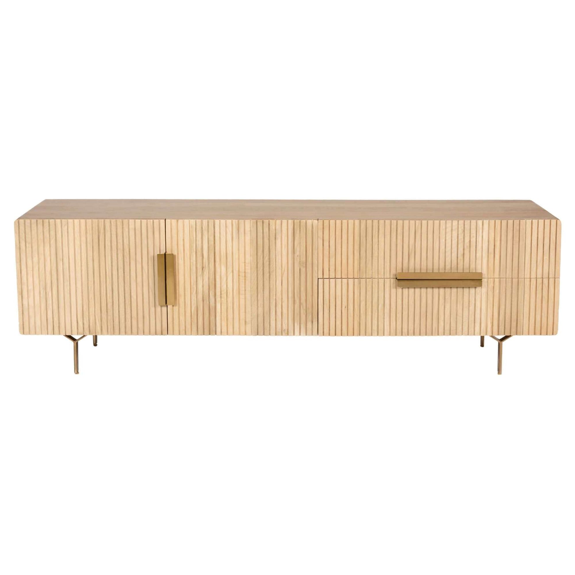 Knox 180cm 3 Door 2 Drawer Solid Mango Wood TV Console - Natural