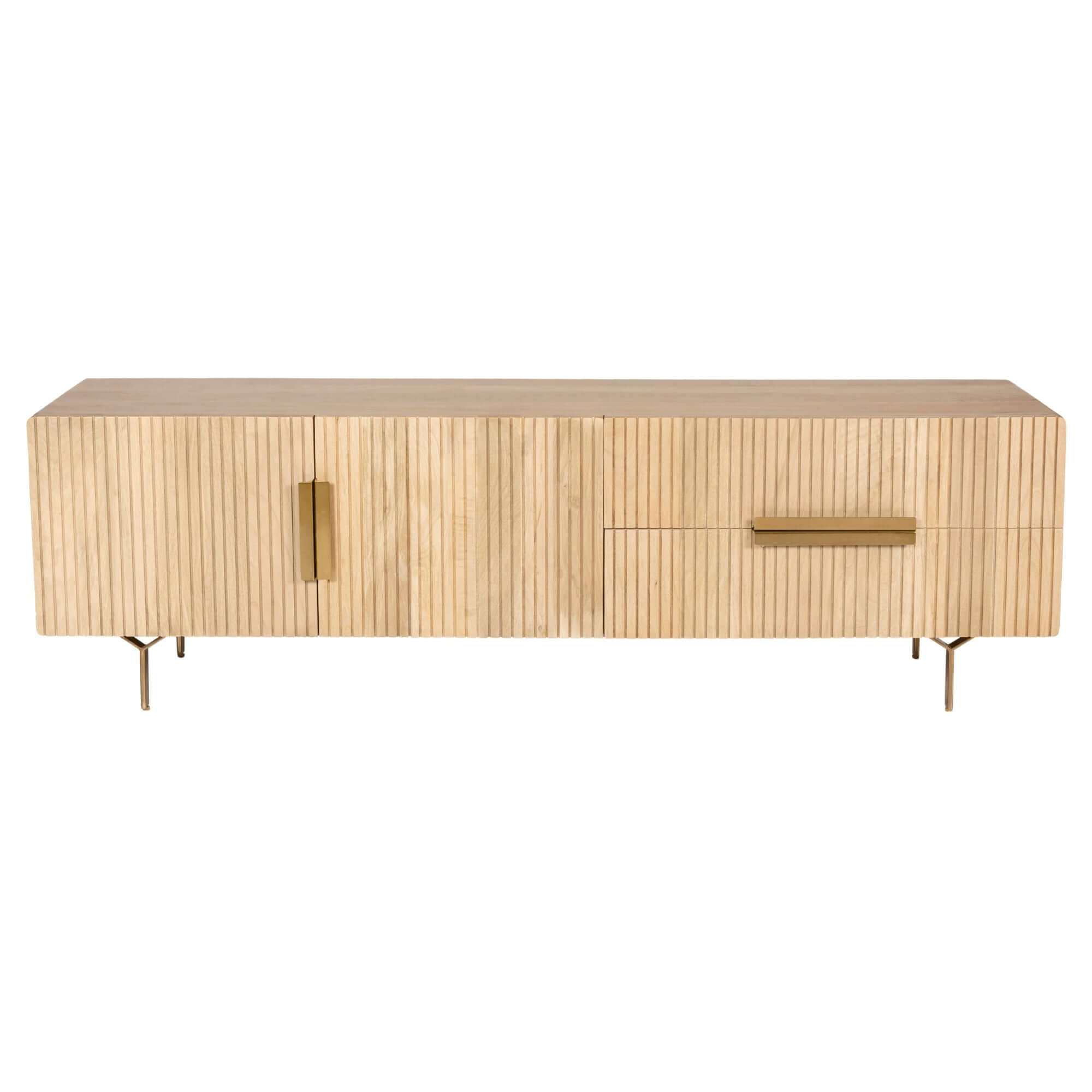 Knox 180cm 3 Door 2 Drawer Solid Mango Wood TV Console - Natural