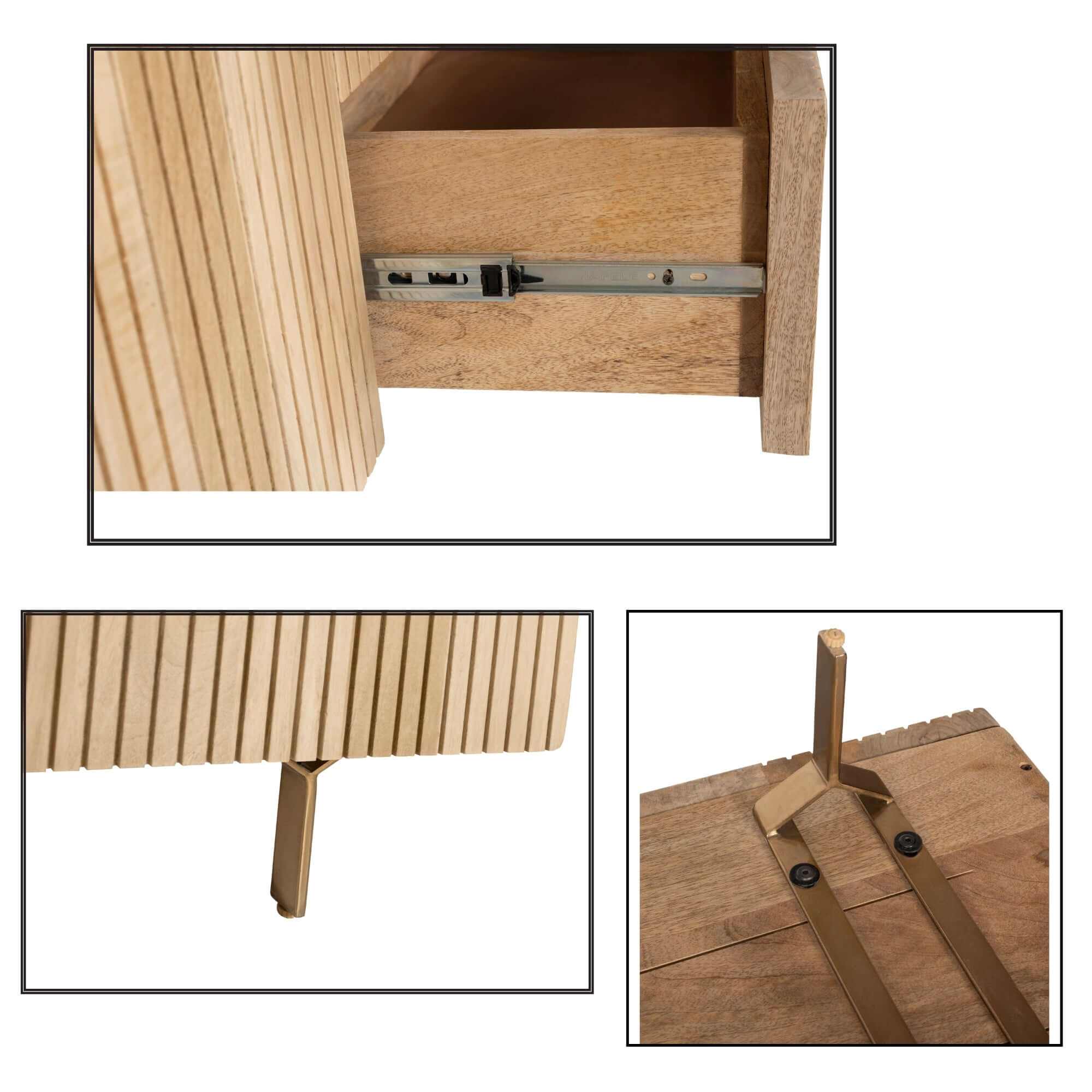 Knox 180cm 3 Door 2 Drawer Solid Mango Wood TV Console - Natural