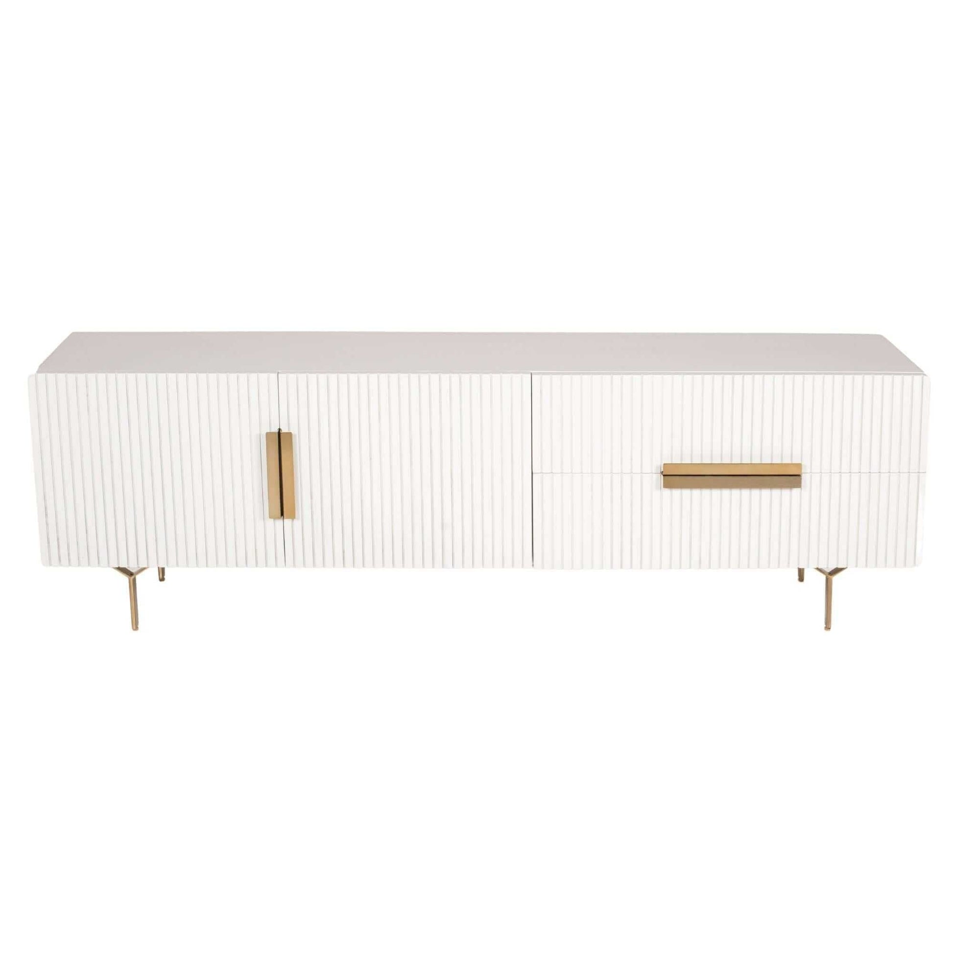 Knox Solid Mango Wood White Entertainment Unit 180cm 3 Door 2 Drawer