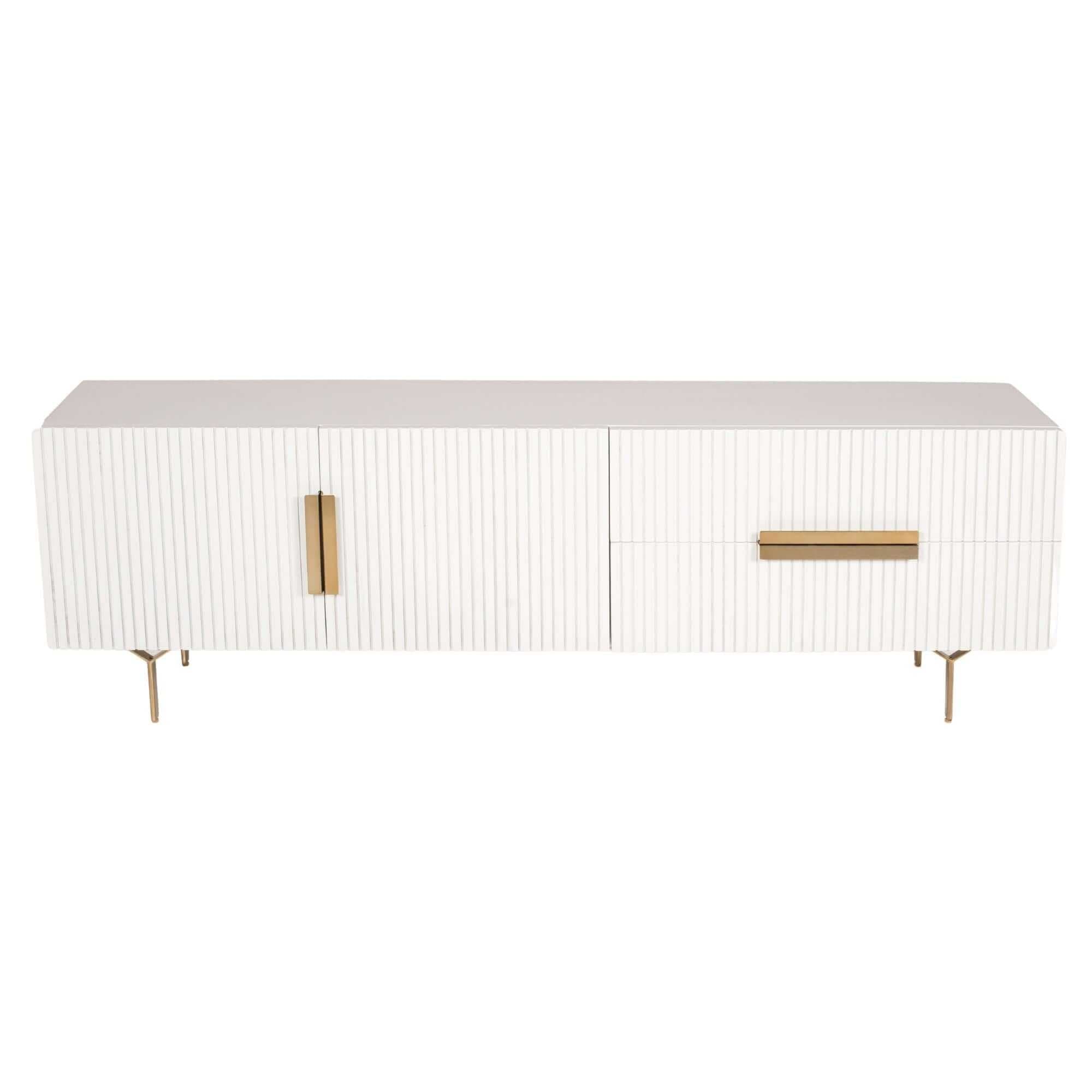 Knox Solid Mango Wood White Entertainment Unit 180cm 3 Door 2 Drawer