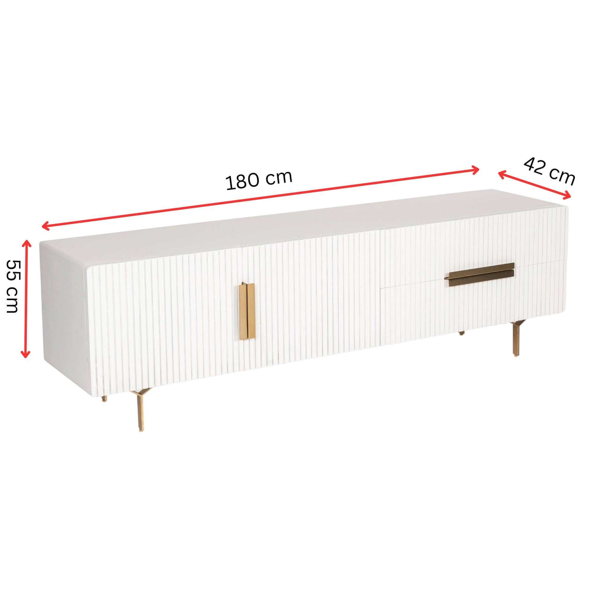 Knox Solid Mango Wood White Entertainment Unit 180cm 3 Door 2 Drawer