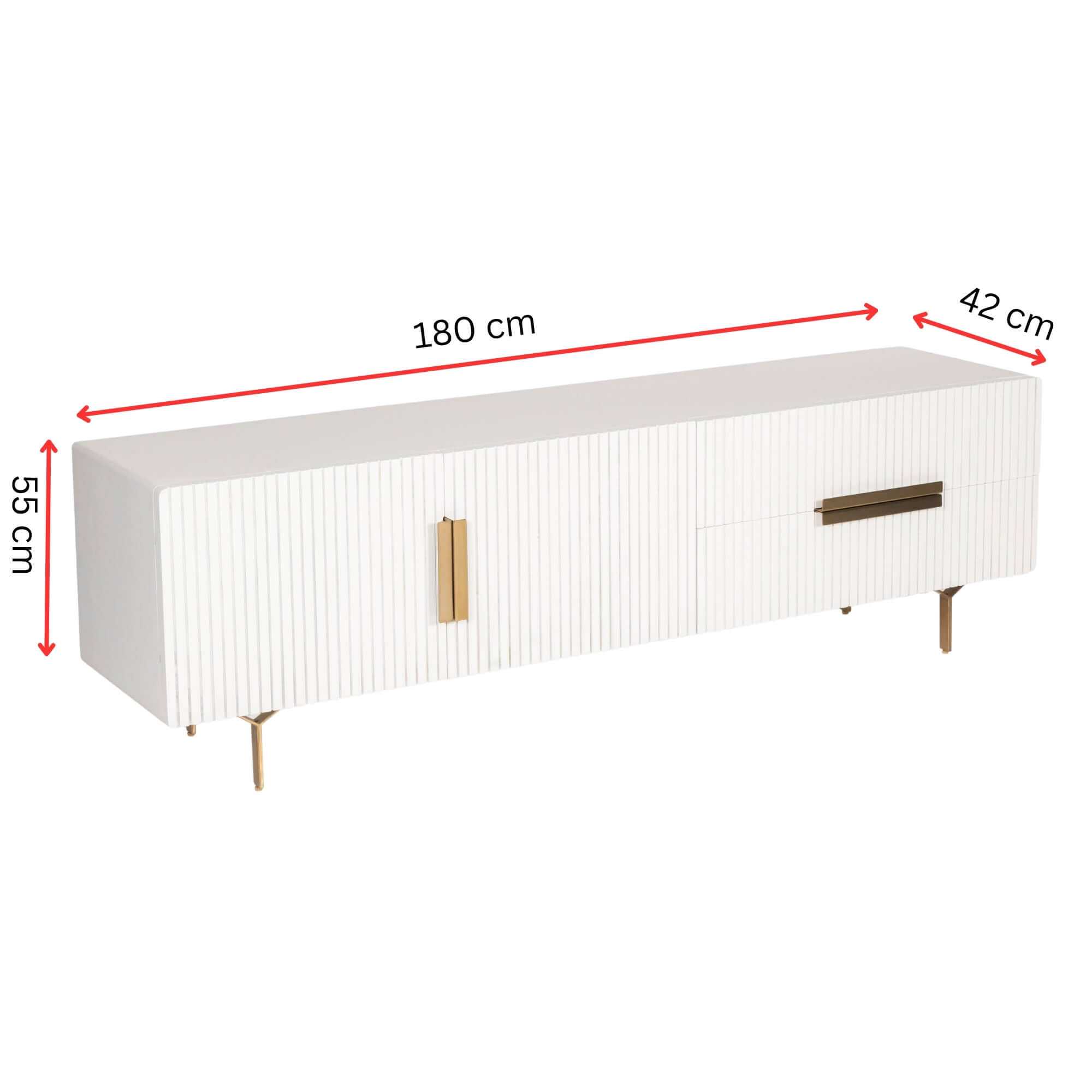 Knox Solid Mango Wood White Entertainment Unit 180cm 3 Door 2 Drawer