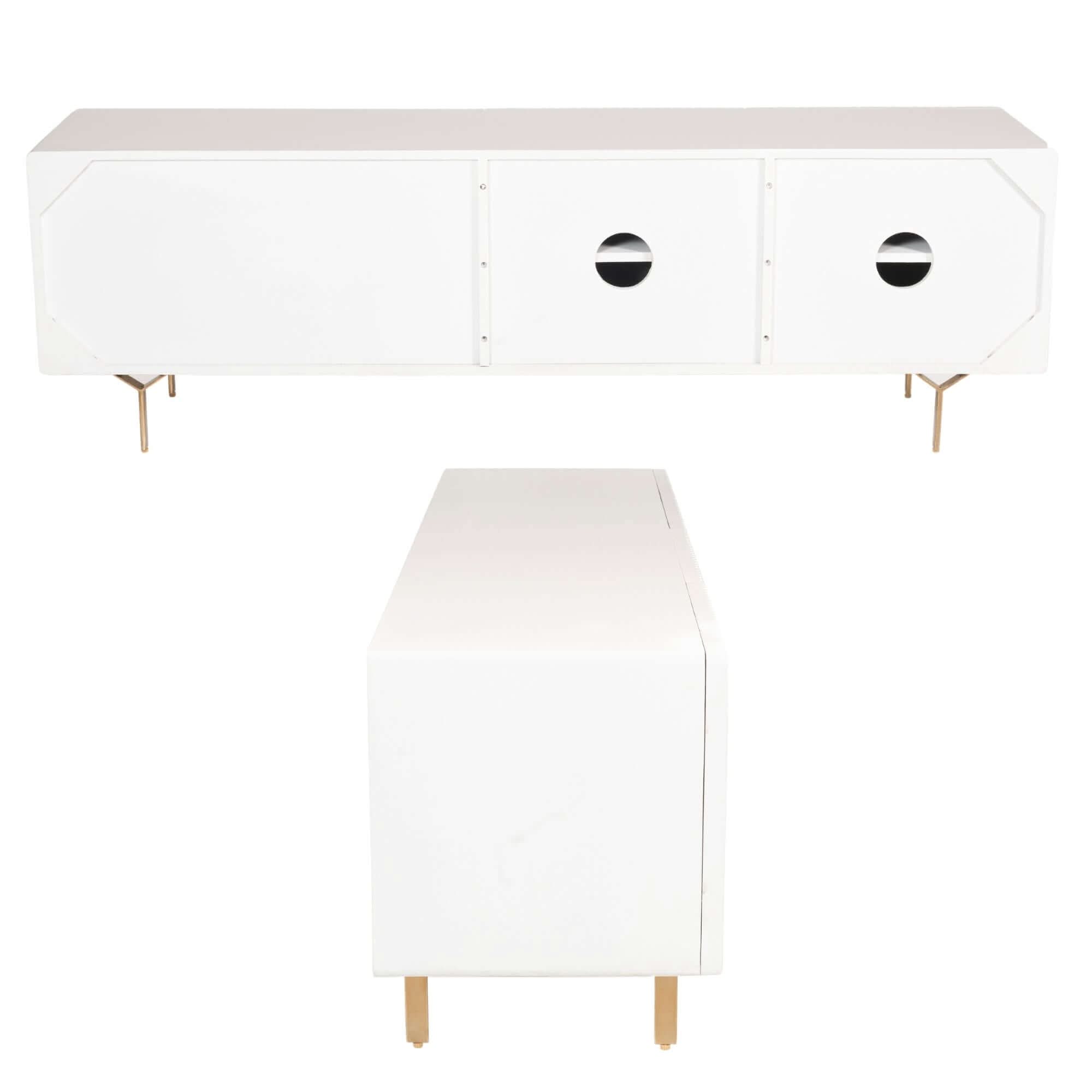 Knox Solid Mango Wood White Entertainment Unit 180cm 3 Door 2 Drawer