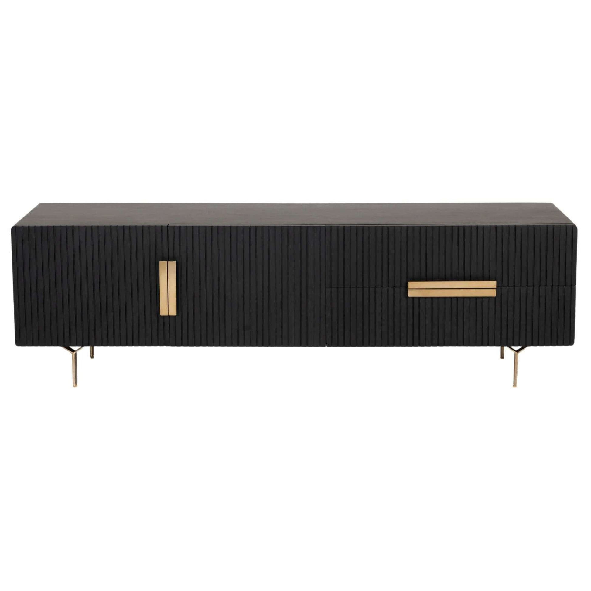 Knox 180cm 3 Door 2 Drawer Mid Century Modern TV Cabinet - Black