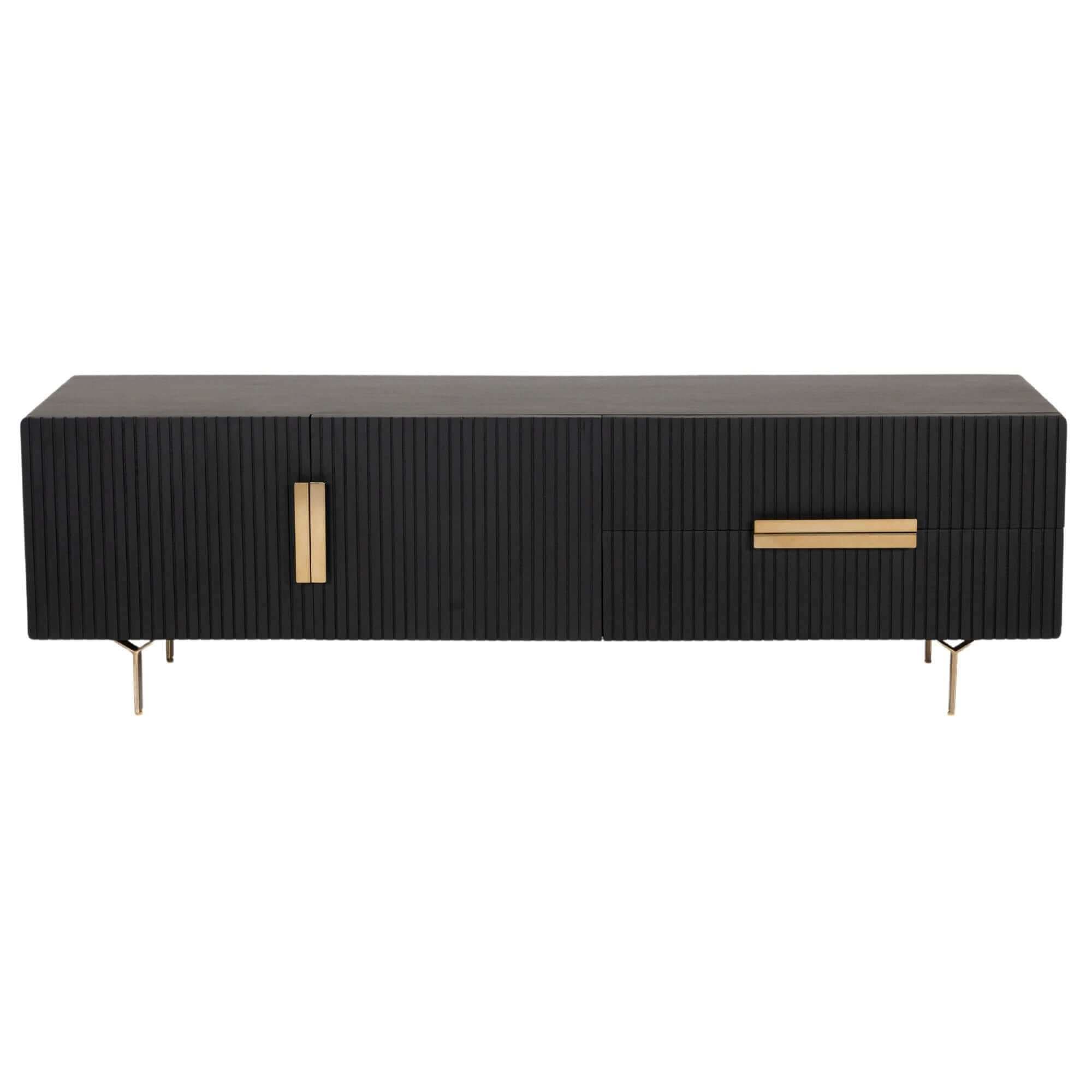 Knox 180cm 3 Door 2 Drawer Mid Century Modern TV Cabinet - Black
