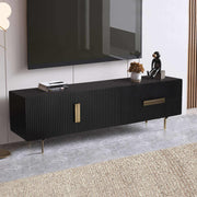 Knox 180cm 3 Door 2 Drawer Mid Century Modern TV Cabinet - Black