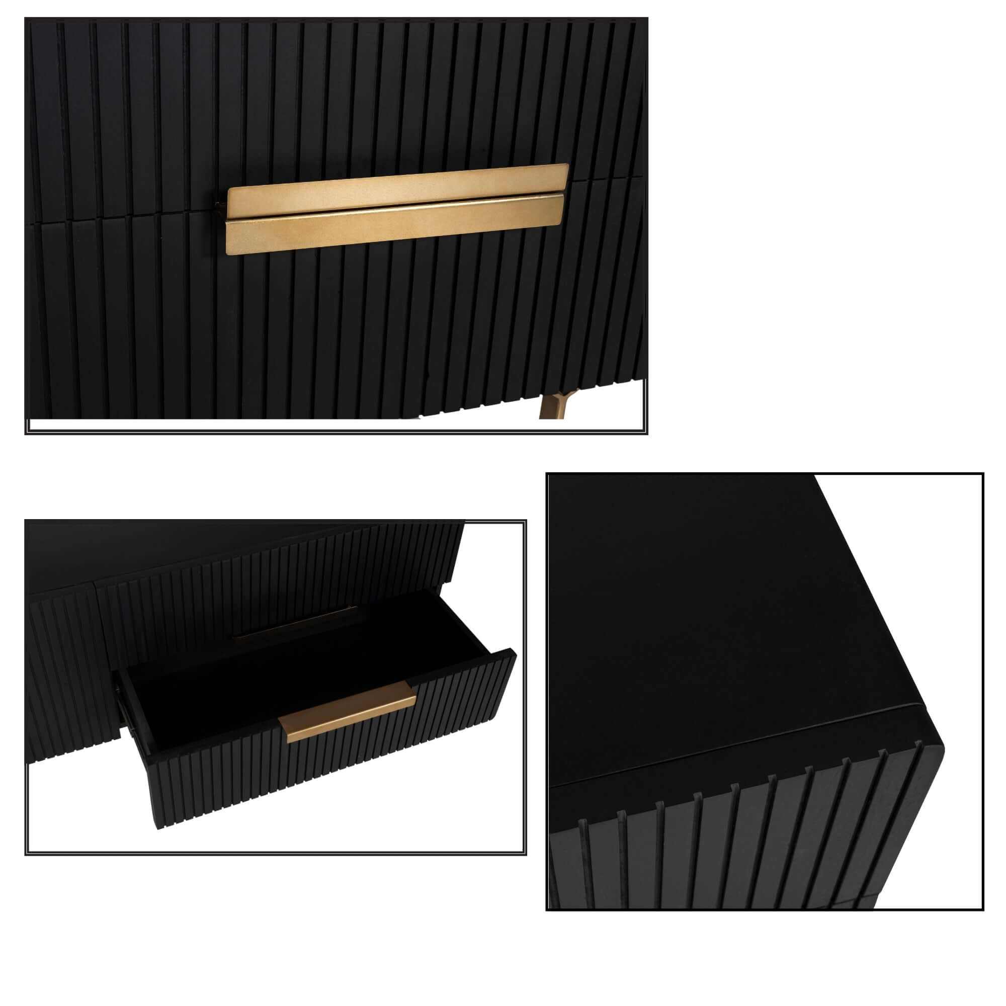 Knox 180cm 3 Door 2 Drawer Mid Century Modern TV Cabinet - Black
