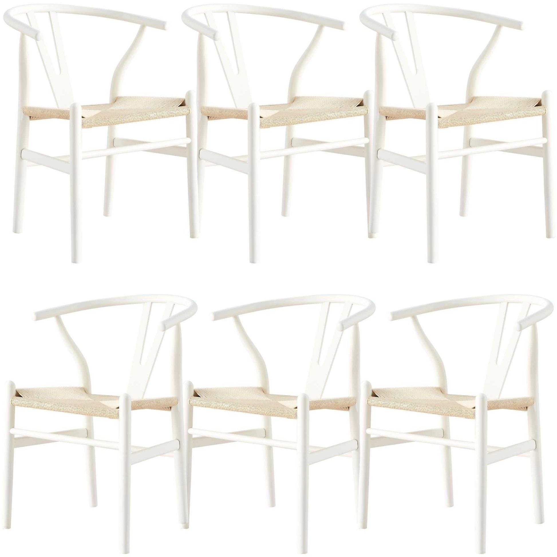 Anemone  Set of 6 Wishbone Dining Chair Beech Timber Replica Hans Weng