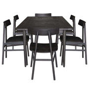 Claire 7pc Dining Table Set And Solid Oak Wood Timber Seat Chair - Bla
