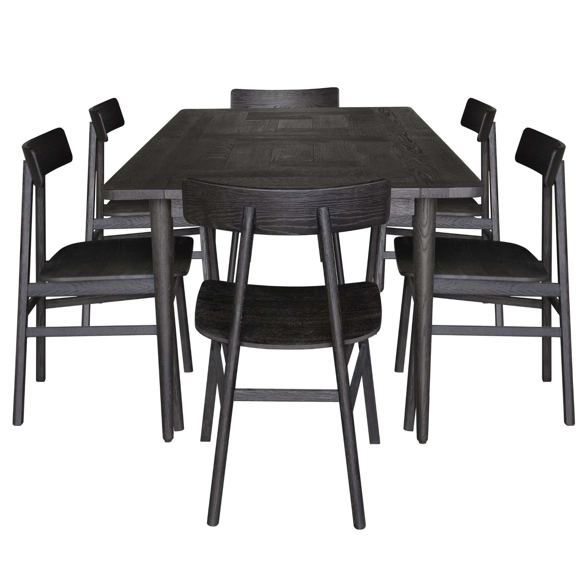 Claire 7pc Dining Table Set And Solid Oak Wood Timber Seat Chair - Bla