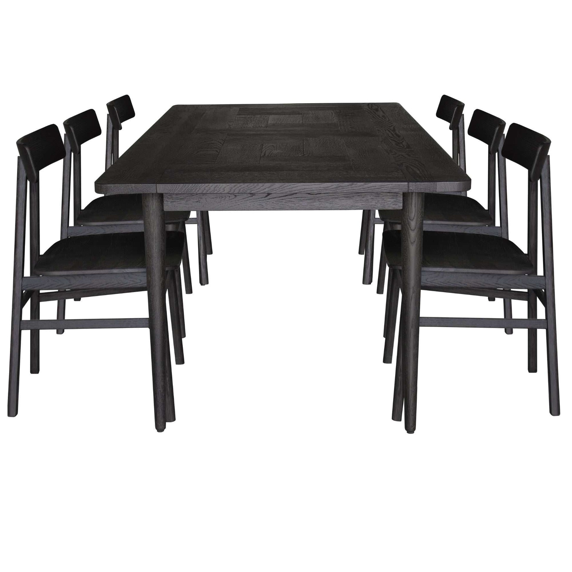 Claire 7pc Dining Table Set And Solid Oak Wood Timber Seat Chair - Bla