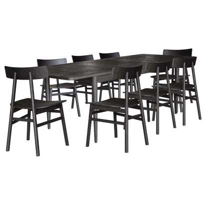 Claire 9pc 170-230cm Oak Extending Dining Table  And Chairs - Black