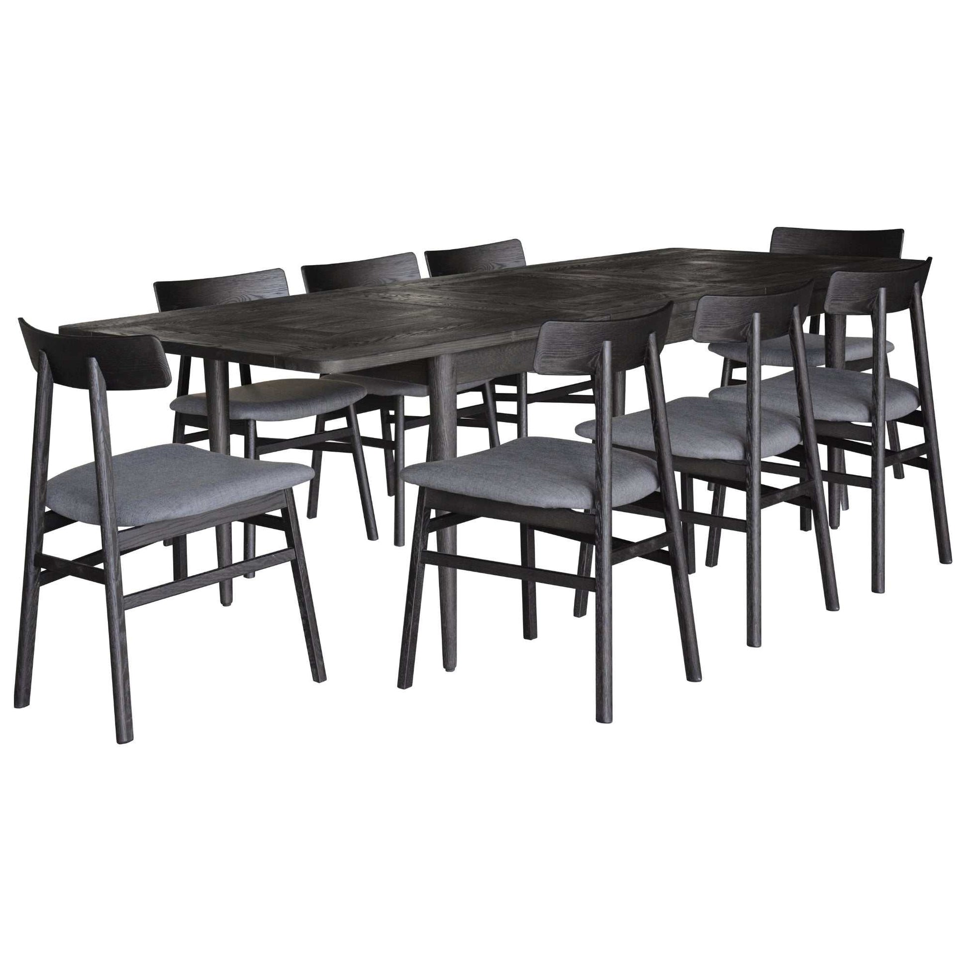 Claire 9pc Dining Set Extendable Black Table And Chairs