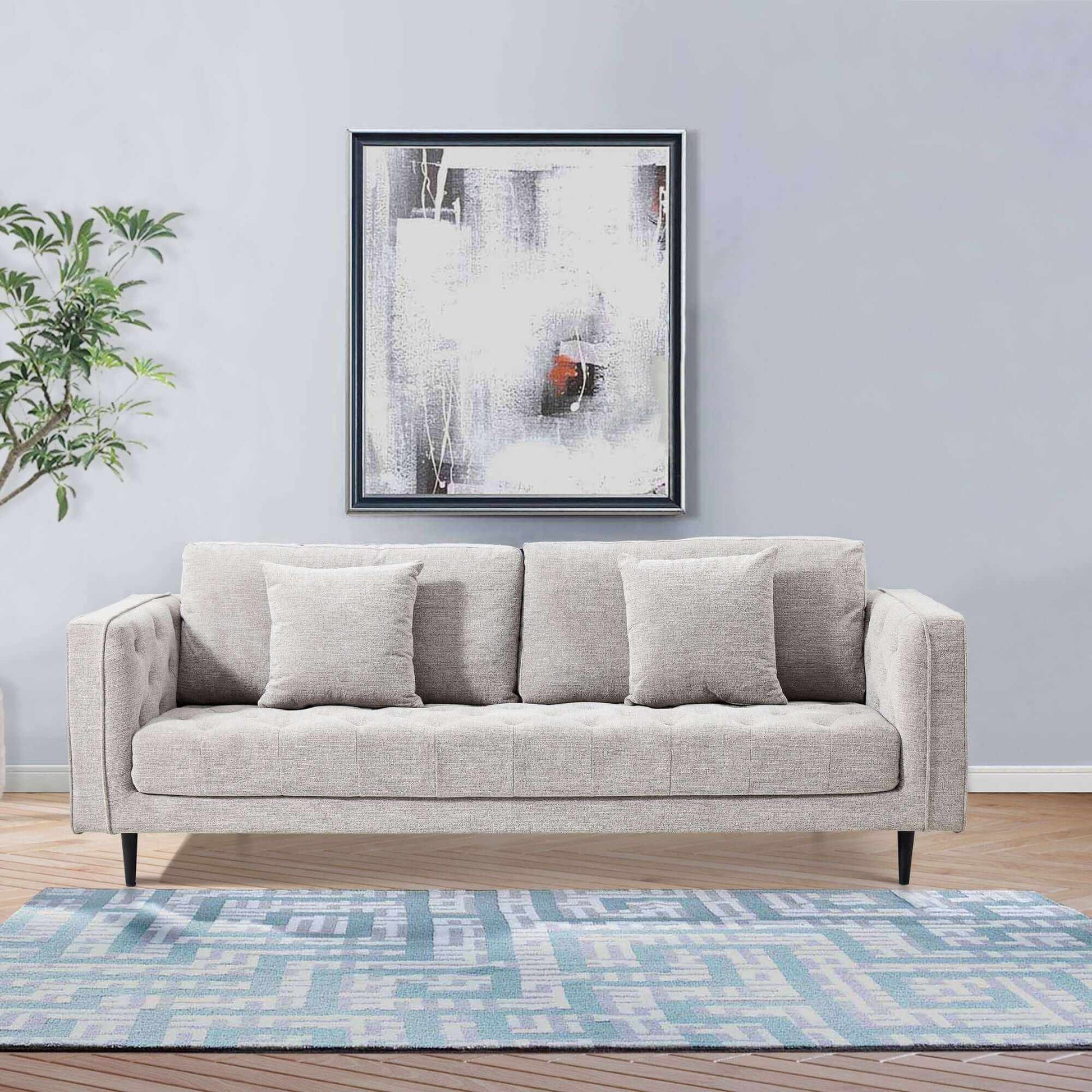 Jolie XL Size 3 Seater Couch Fabric Upholstered Lounge - Quartz