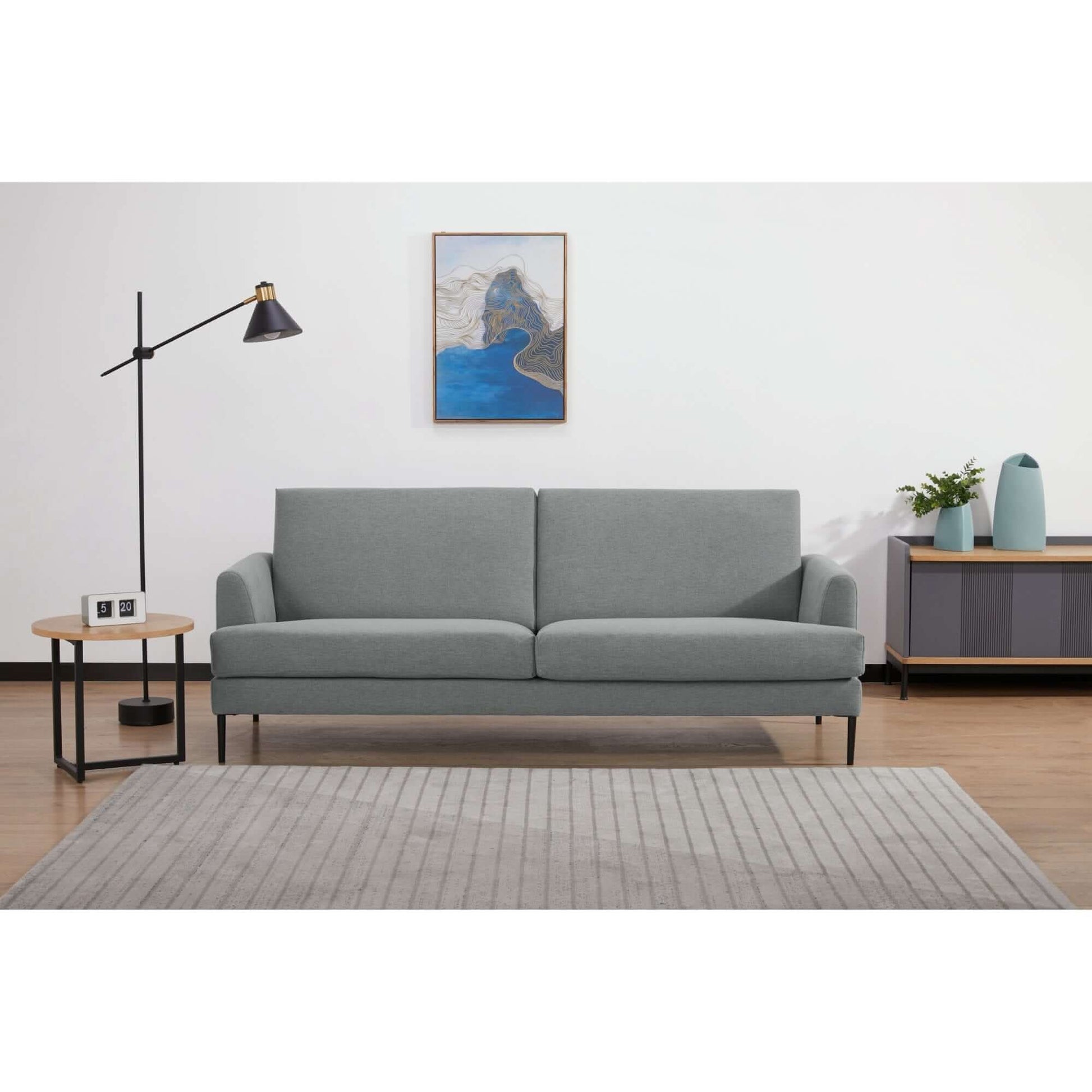 Ariya Fabric Upholstered Three Seater Sofa Lounge Couch - Light Grey