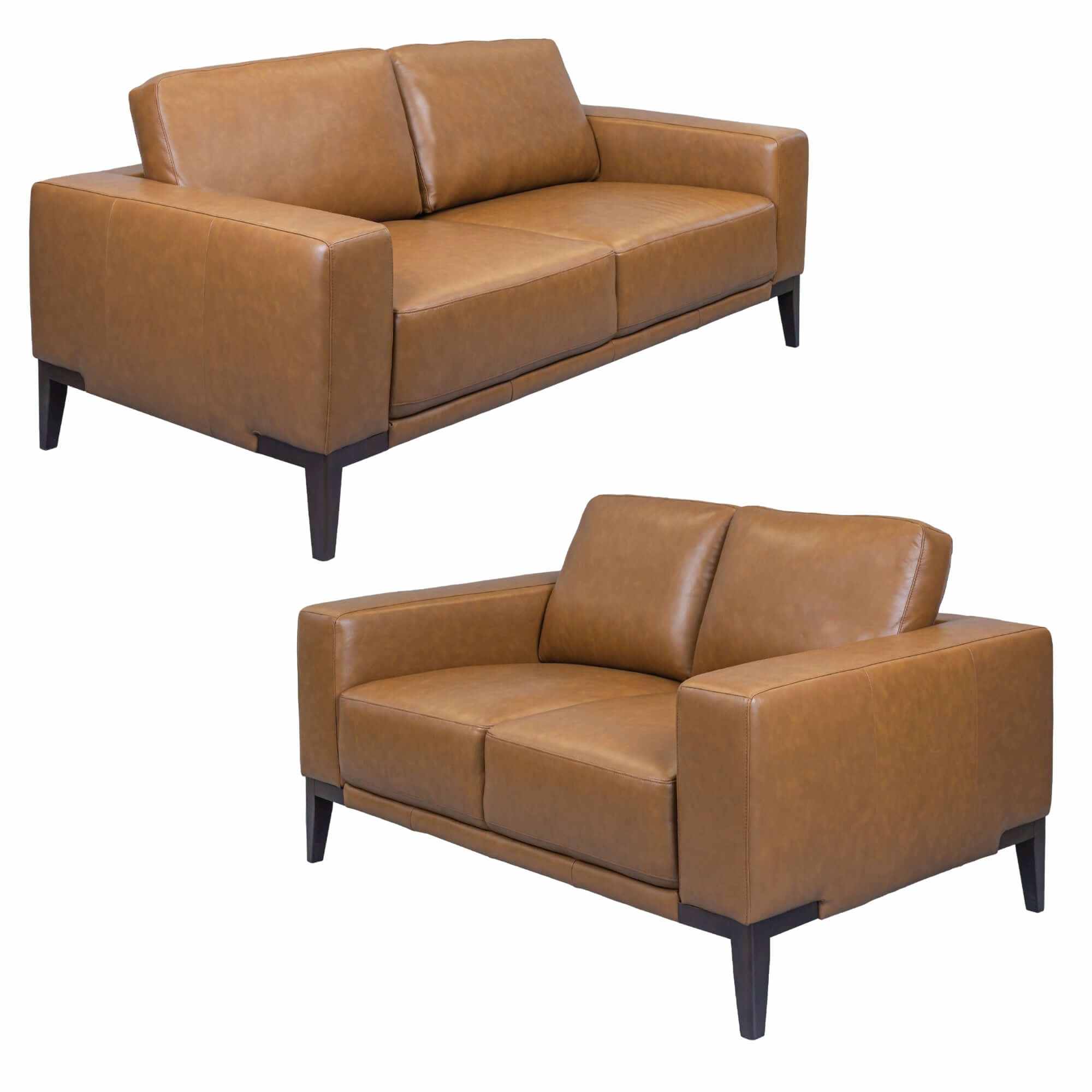 Lorenzo Upholstered Leather Sofa 2 And 3 Seater Lounge Set - Tan