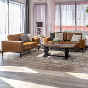 Lorenzo Upholstered Leather Sofa 2 And 3 Seater Lounge Set - Tan