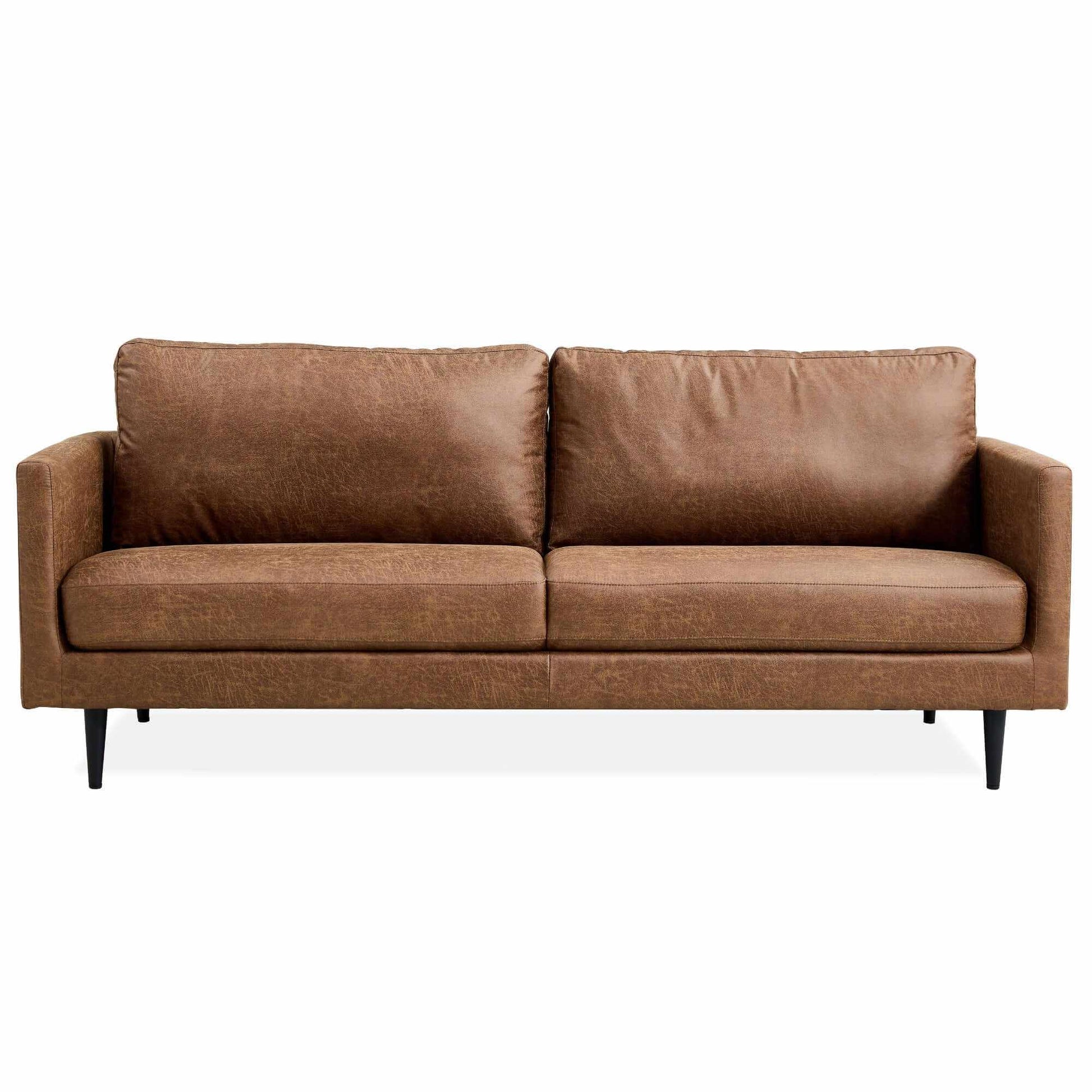 Athena 3 Seat Couch Sofa Fabric Upholstered Lounge - Saddle