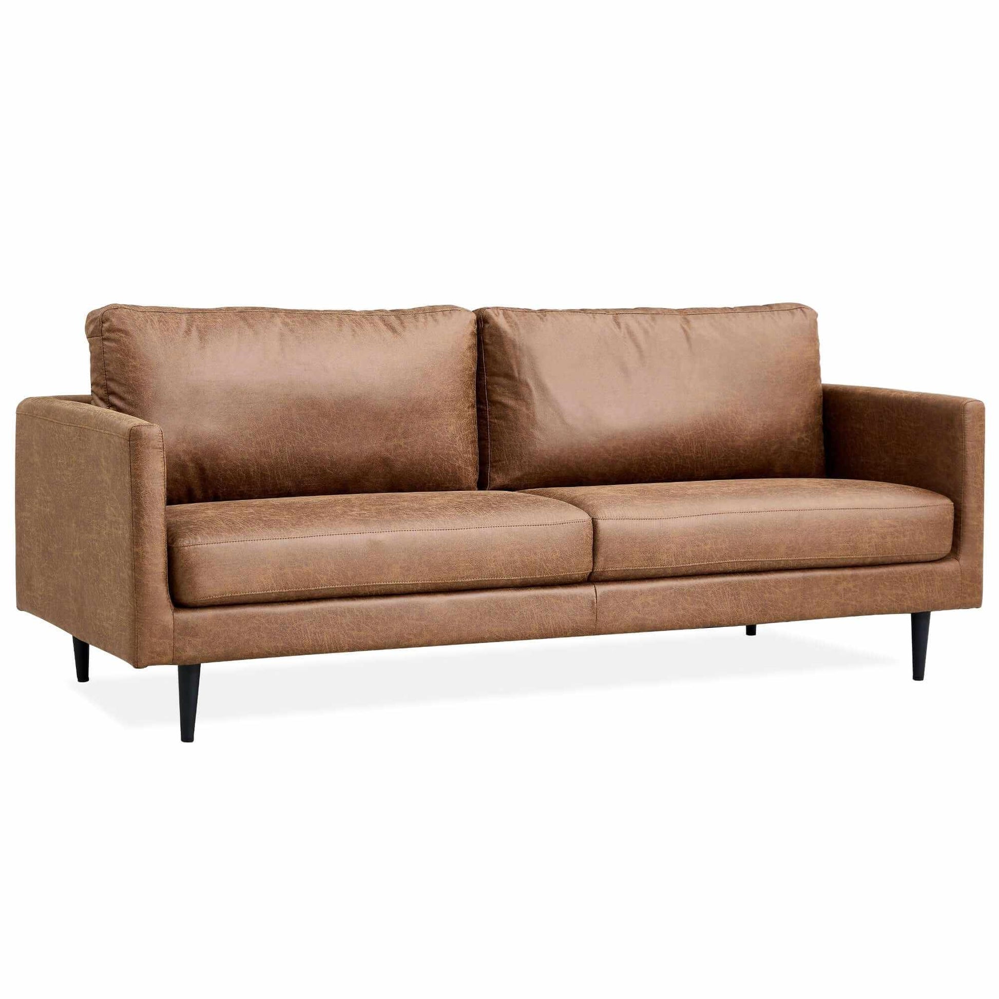 Athena 3 Seat Couch Sofa Fabric Upholstered Lounge - Saddle