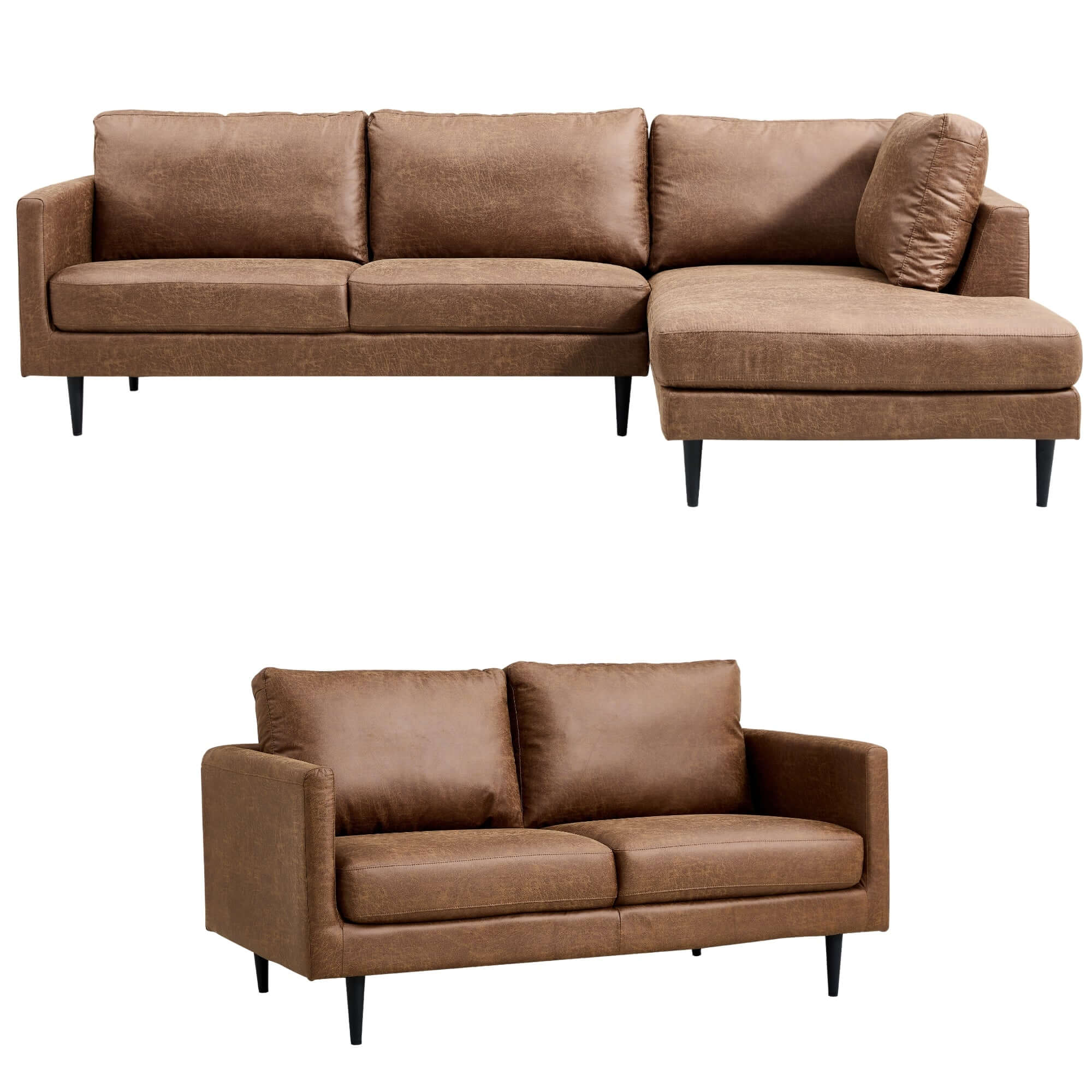 Athena Sofa Set - 2+2 Seater with Right Chaise - Saddle-Upinteriors