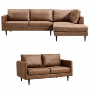 Athena Fabric Upholstered Sofa 2+2 Seater With Chaise - Saddle