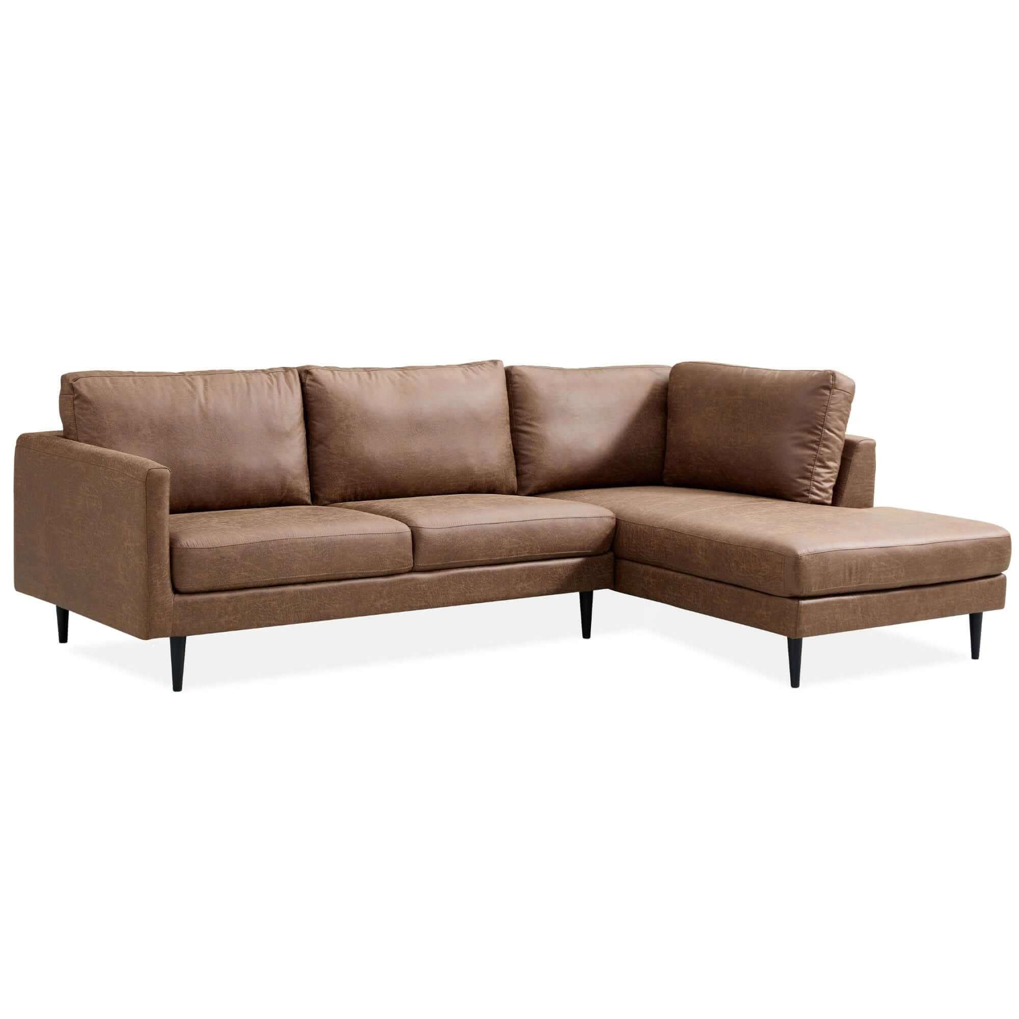 Athena Fabric Upholstered Sofa 2+2 Seater With Chaise - Saddle