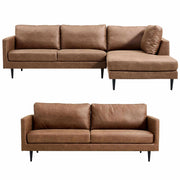 Athena Fabric Upholstered 2+3 Seater Couch Right Chaise - Saddle