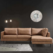 Athena Fabric Upholstered RHF 2 Seater Chaise Sofa - Saddle