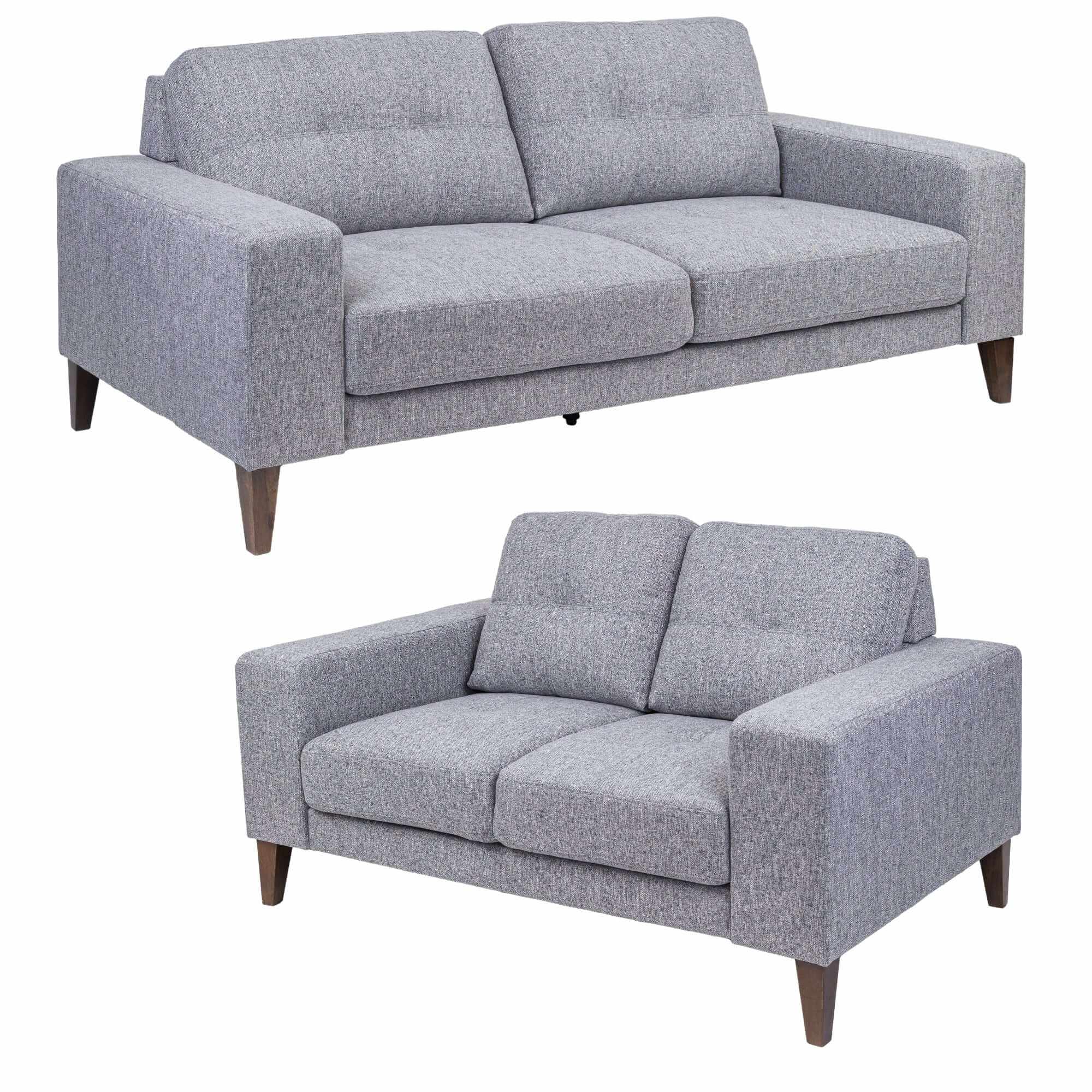 Juliet 2 + 3 Seater Sofa Set Soft Fabric Upholstered Lounge Couch Grey