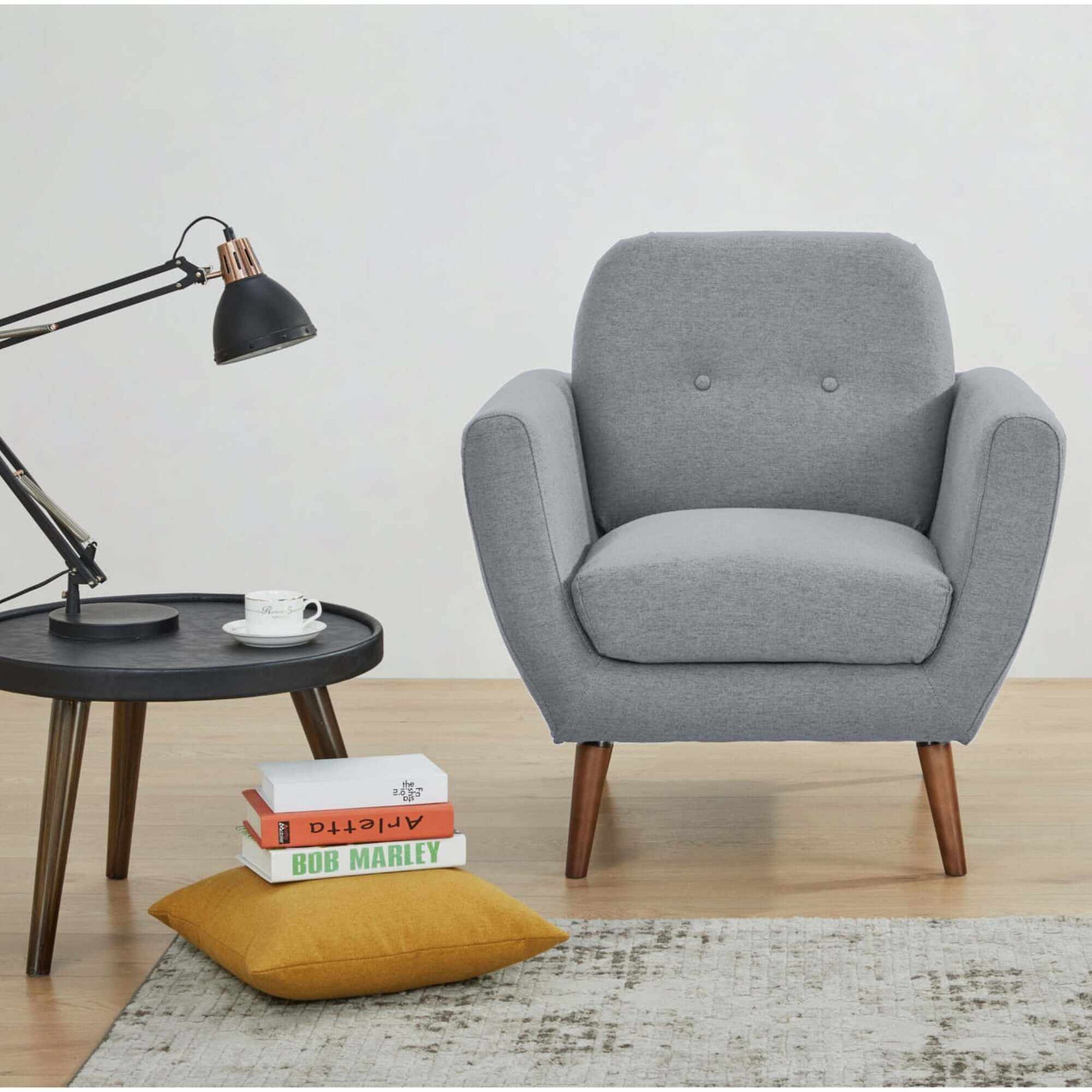 Lilliana Set of 2 Fabric Upholstered Armchair Sofa - Light Grey