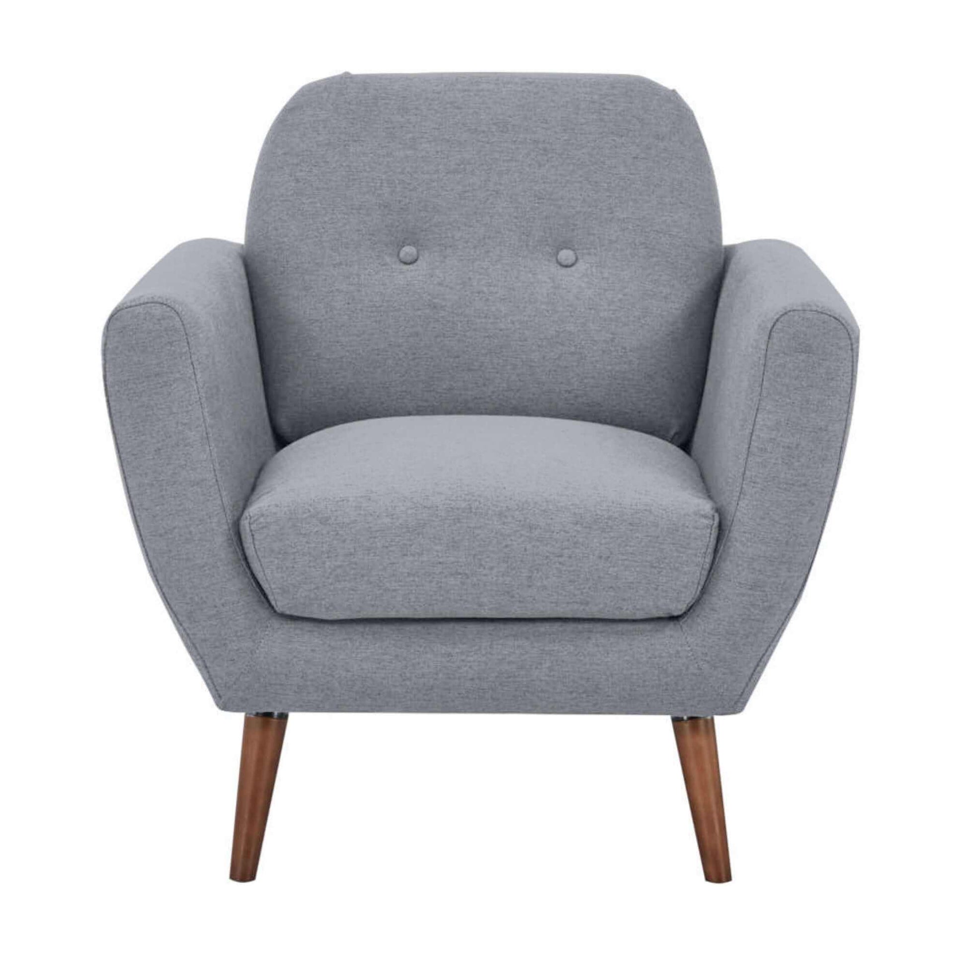 Lilliana Set of 2 Fabric Upholstered Armchair Sofa - Light Grey