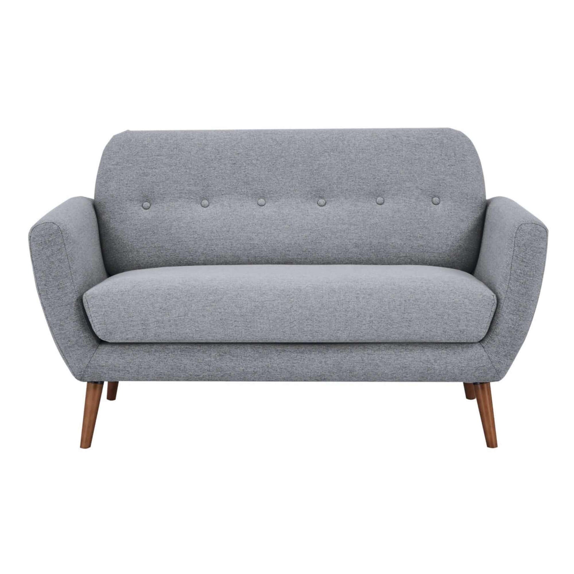 Lilliana 2 Seater Couch Sofa Fabric Upholstered Lounge - Light Grey