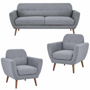 Lilliana Sofa 3 and 1 Seater Set - Light Grey