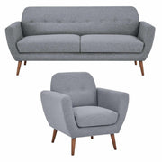 Lilliana Fabric Upholstered 3+1 Sofa Set - Light Grey